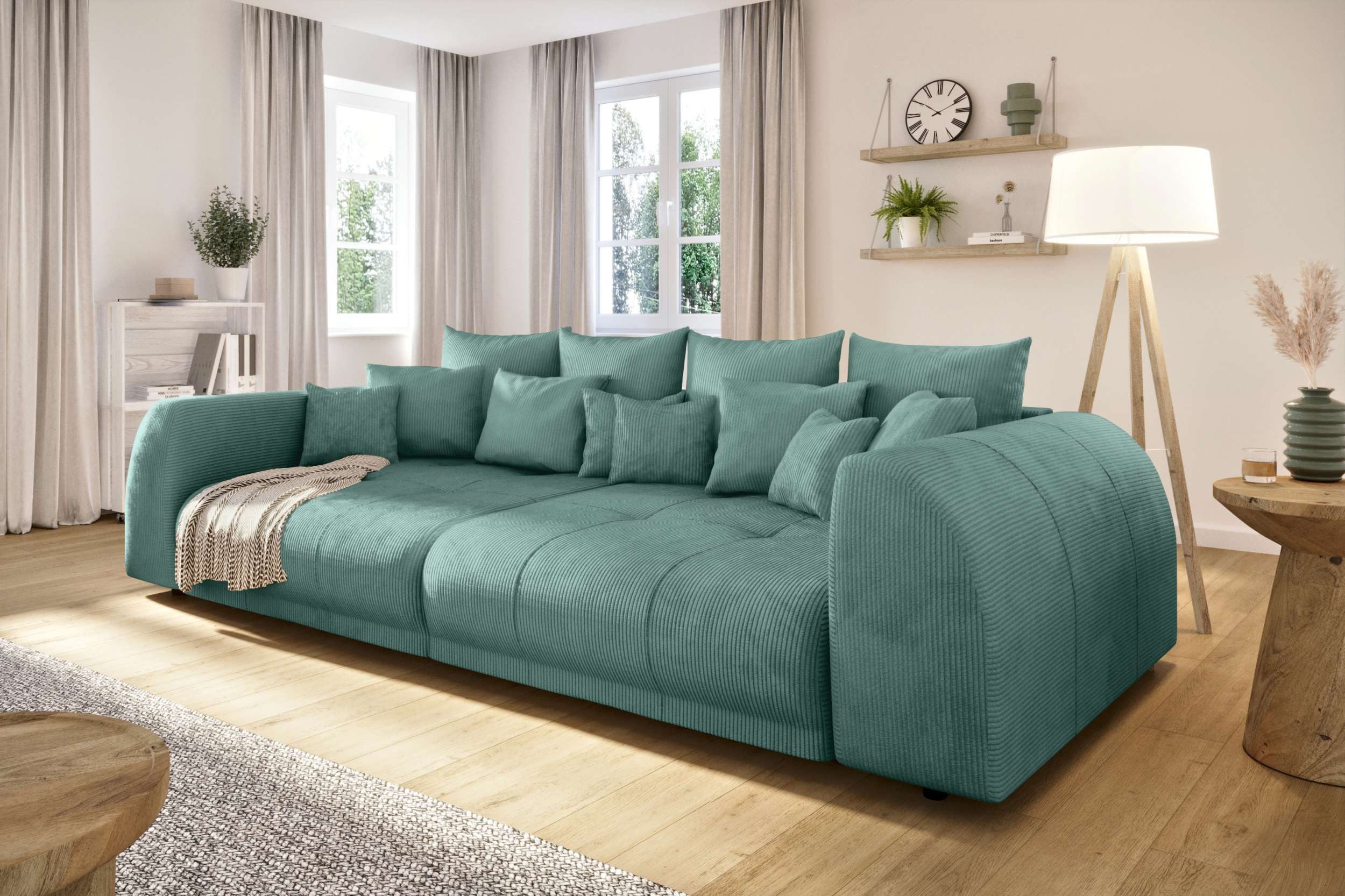 99rooms Big-Sofa Lucca, Sofa, Big-Sofa, Inkl. Kissenset, rundum mit Cordstoff POSO bezogen, Schlaffunktion