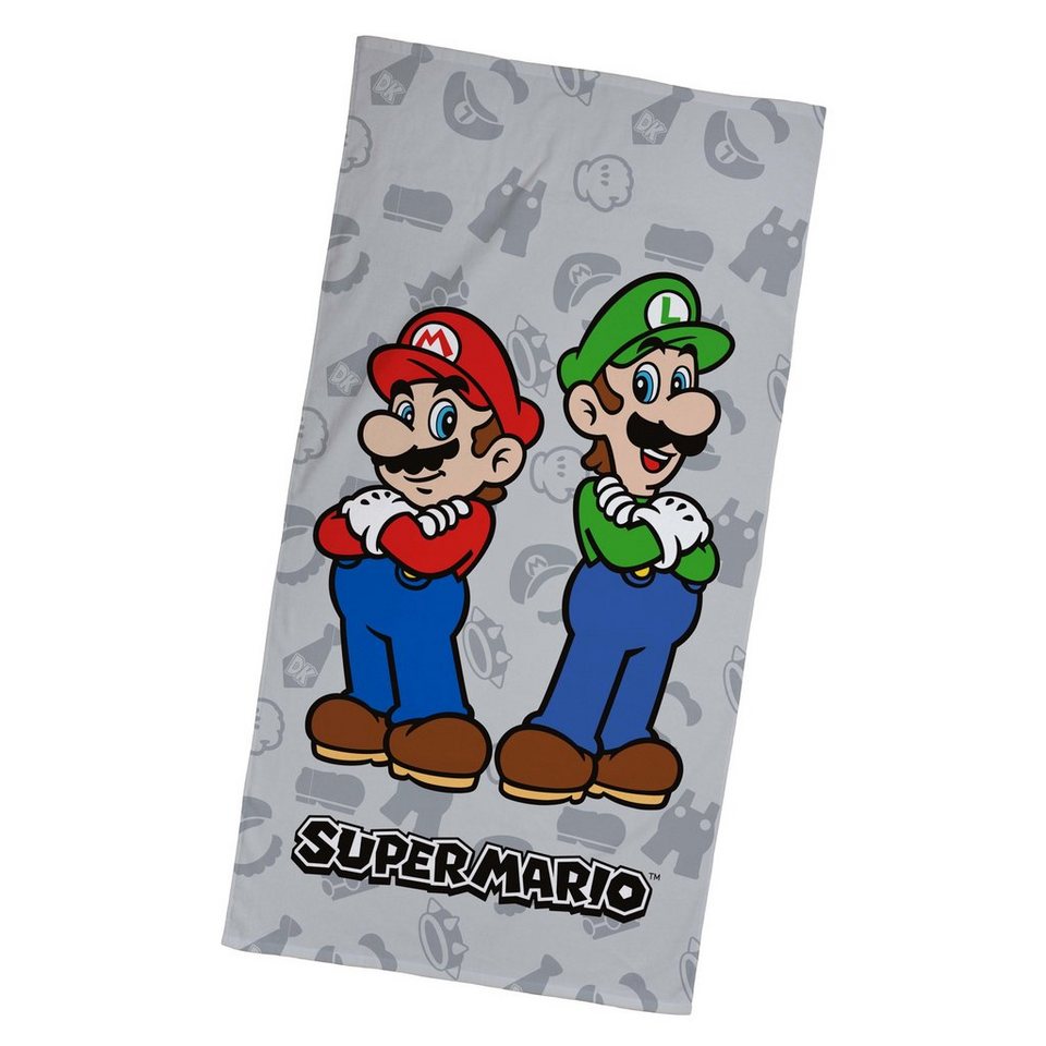 MTOnlinehandel Badetuch Super Mario & Luigi 70x140 cm, 100 % Baumwolle,  Baumwolle (1-St), offiziell lizenziertes Nintendo Bade- / Strandtuch