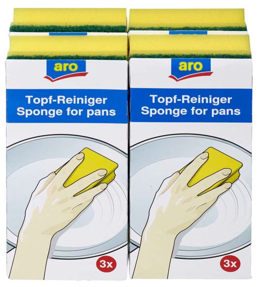 ARO Scheuerschwamm aro Topfreiniger, 4x 3 St.