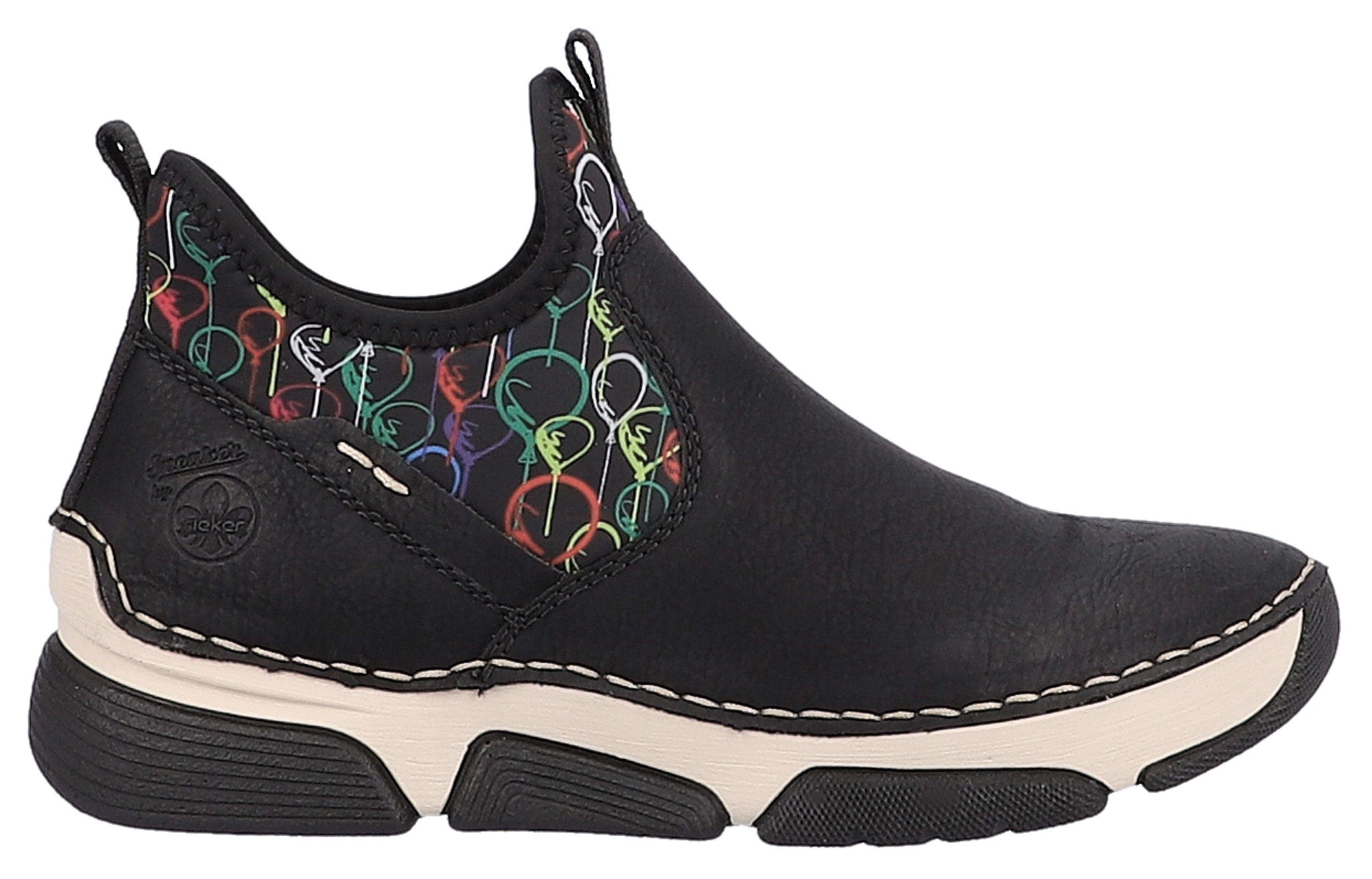 Rieker Schlupfboots mit buntem Aufdruck