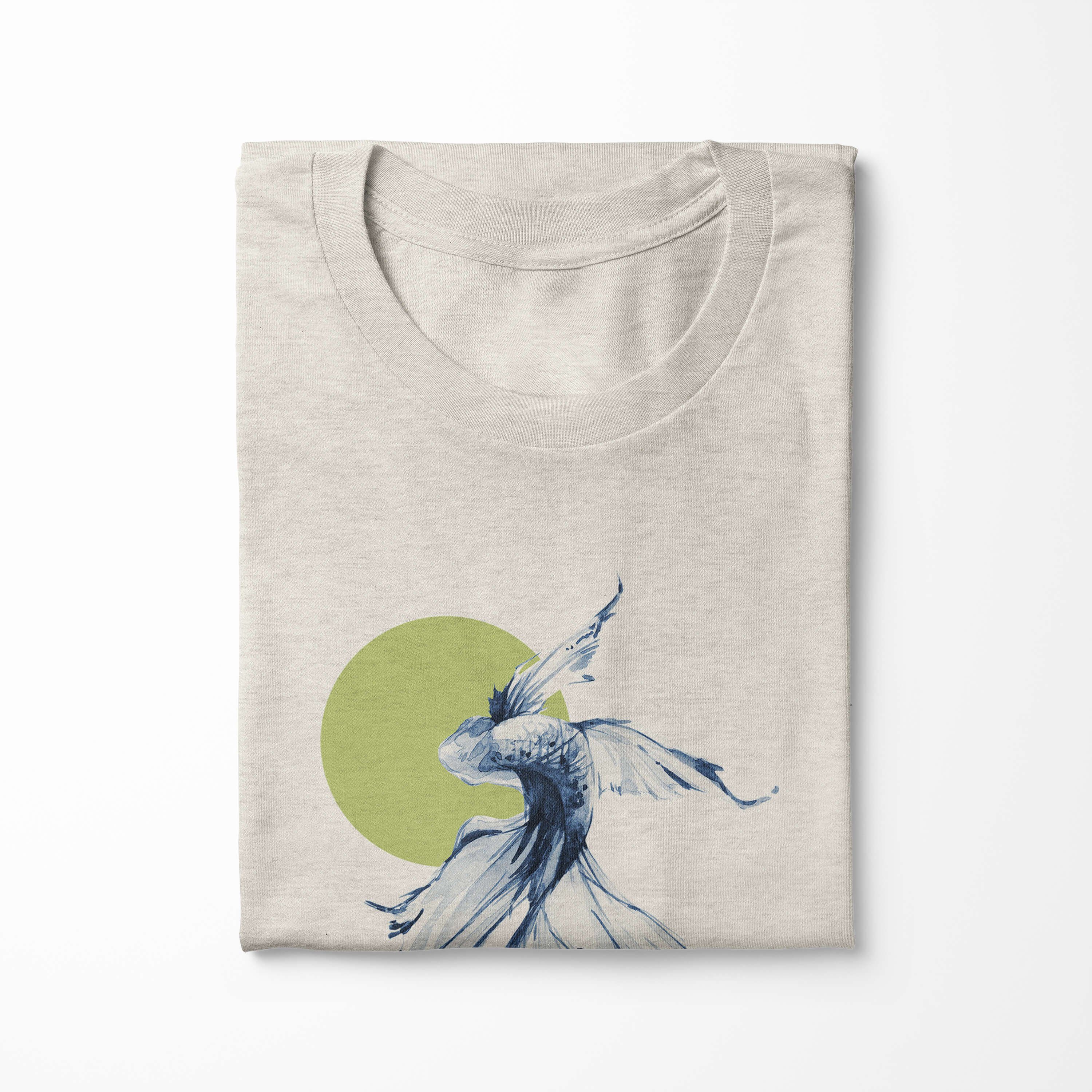 100% Shirt (1-tlg) Motiv Sinus Ökomode Bio-Baumwolle Nachhaltig T-Shirt gekämmte Herren Wasserfarben Kampffisch a Art T-Shirt