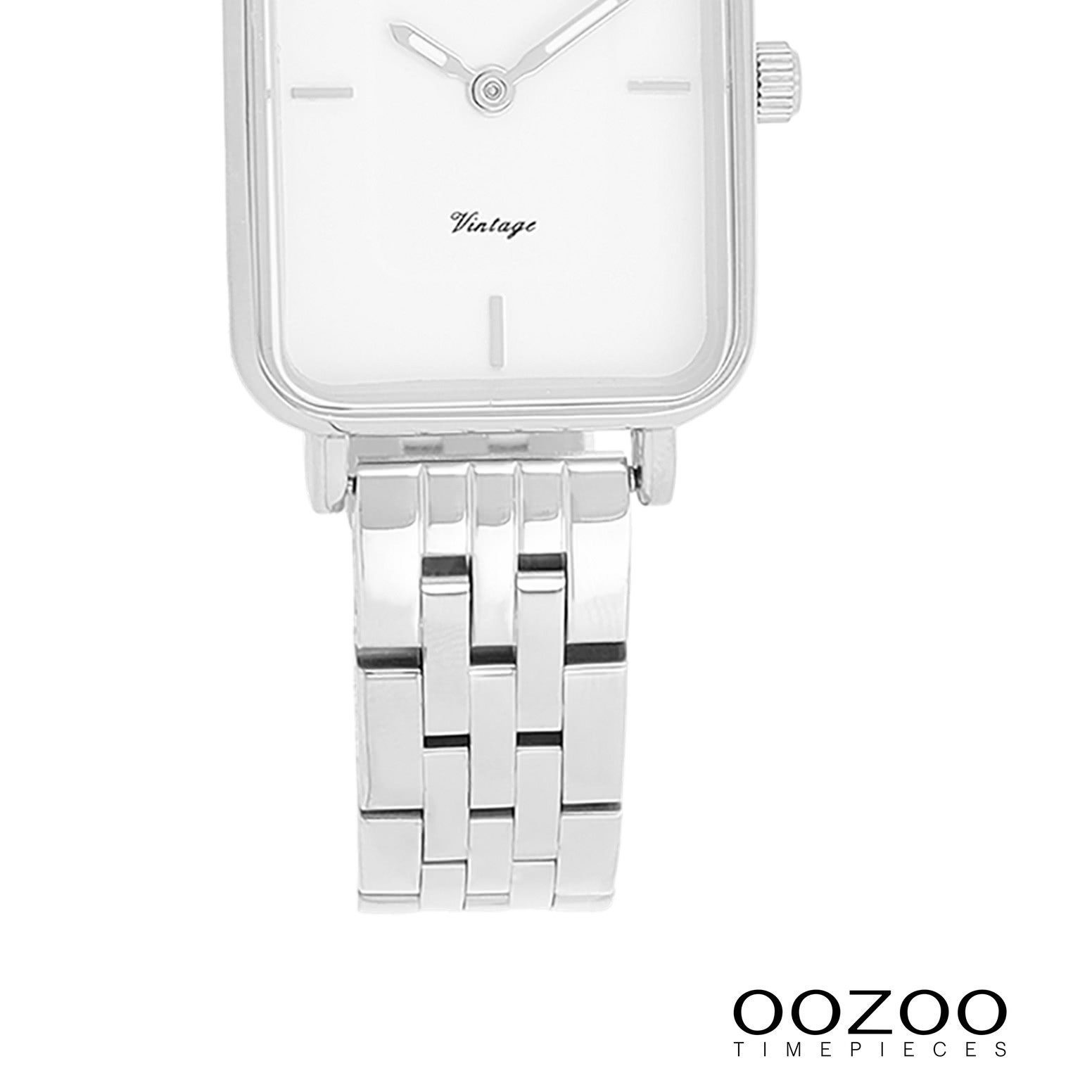 OOZOO Quarzuhr Oozoo Damen Armbanduhr OOZOO Vintage, (Analoguhr), Damenuhr rechteckig, extra groß (24x28mm) Metallarmband, Fashion-Style