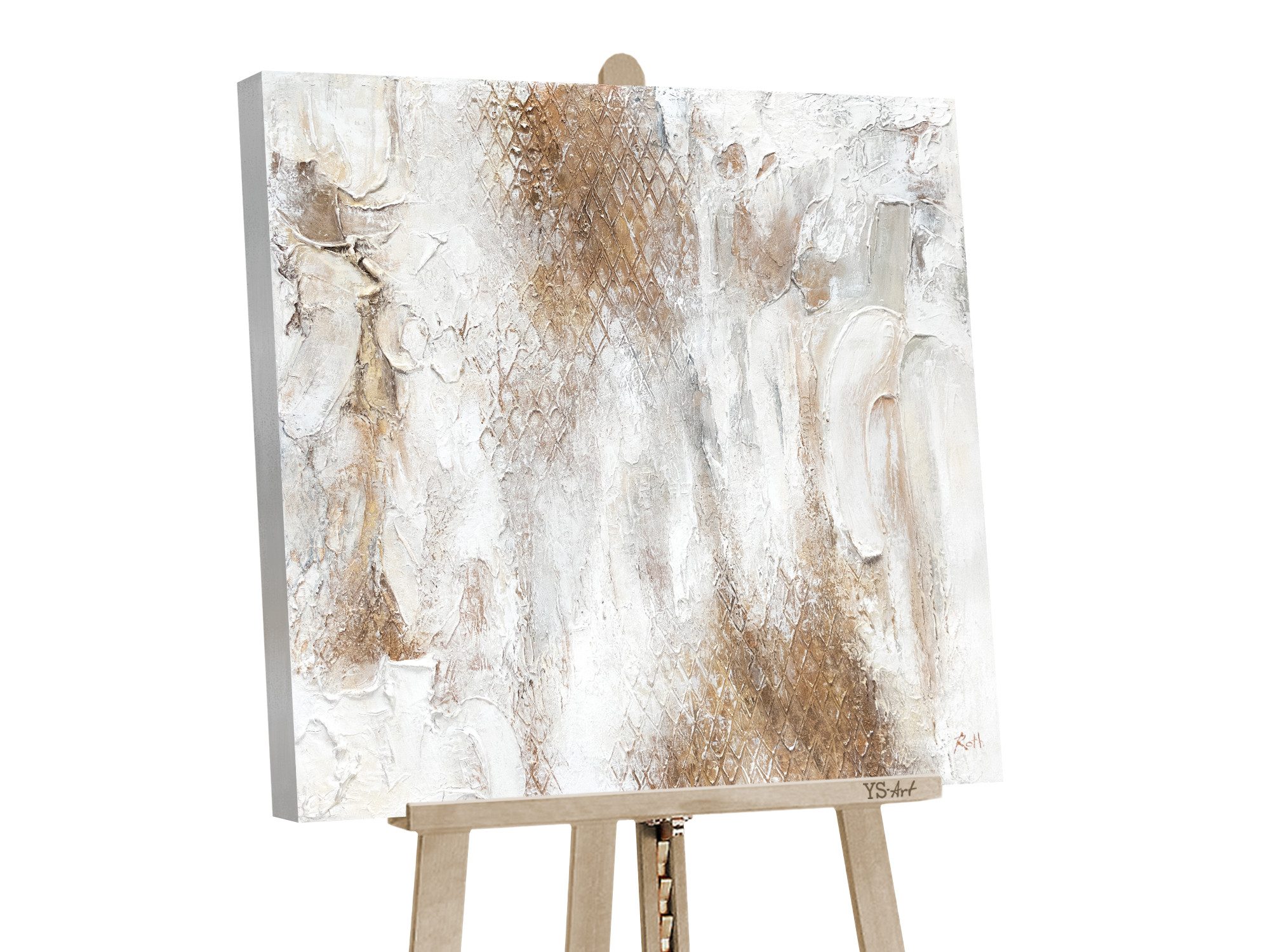 YS-Art Картина Potenzial, Abstraktion, Leinwand Bild Handgemalt Abstrakt Kupfer Quadratisch