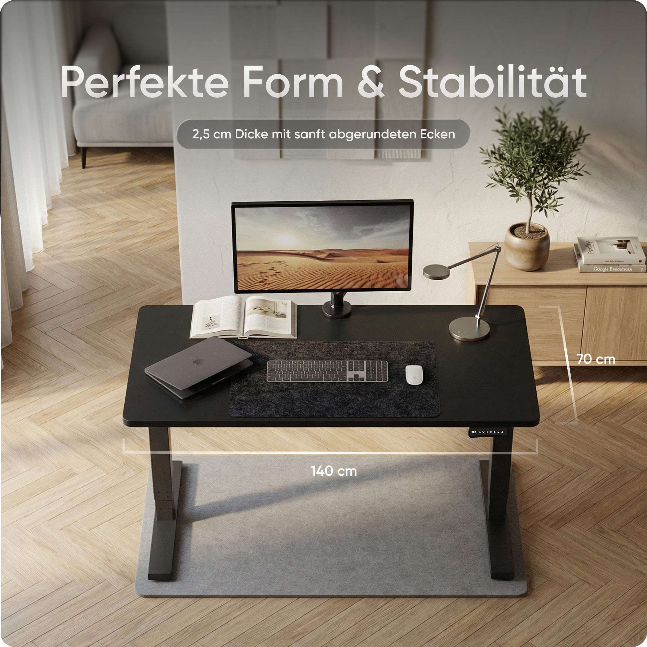 DESKSPACE Tischplatte Massive Tischplatte 25 mm – robust, wasserfest, pflegeleicht, 25 mm dick, melaminbeschichtet, wasserfest und montagefreundlich