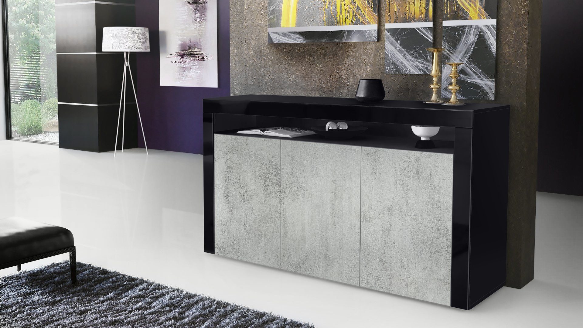 Vladon Sideboard Valencia (Sideboard, mit 3 günstig online kaufen