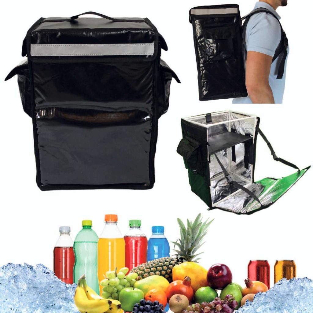 trends4cents Kühlbox isolierte Kühlbox, Rucksack 42 Liter, Klarsichthülle vorne vorhanden, für Werbung, Flyer, etc..