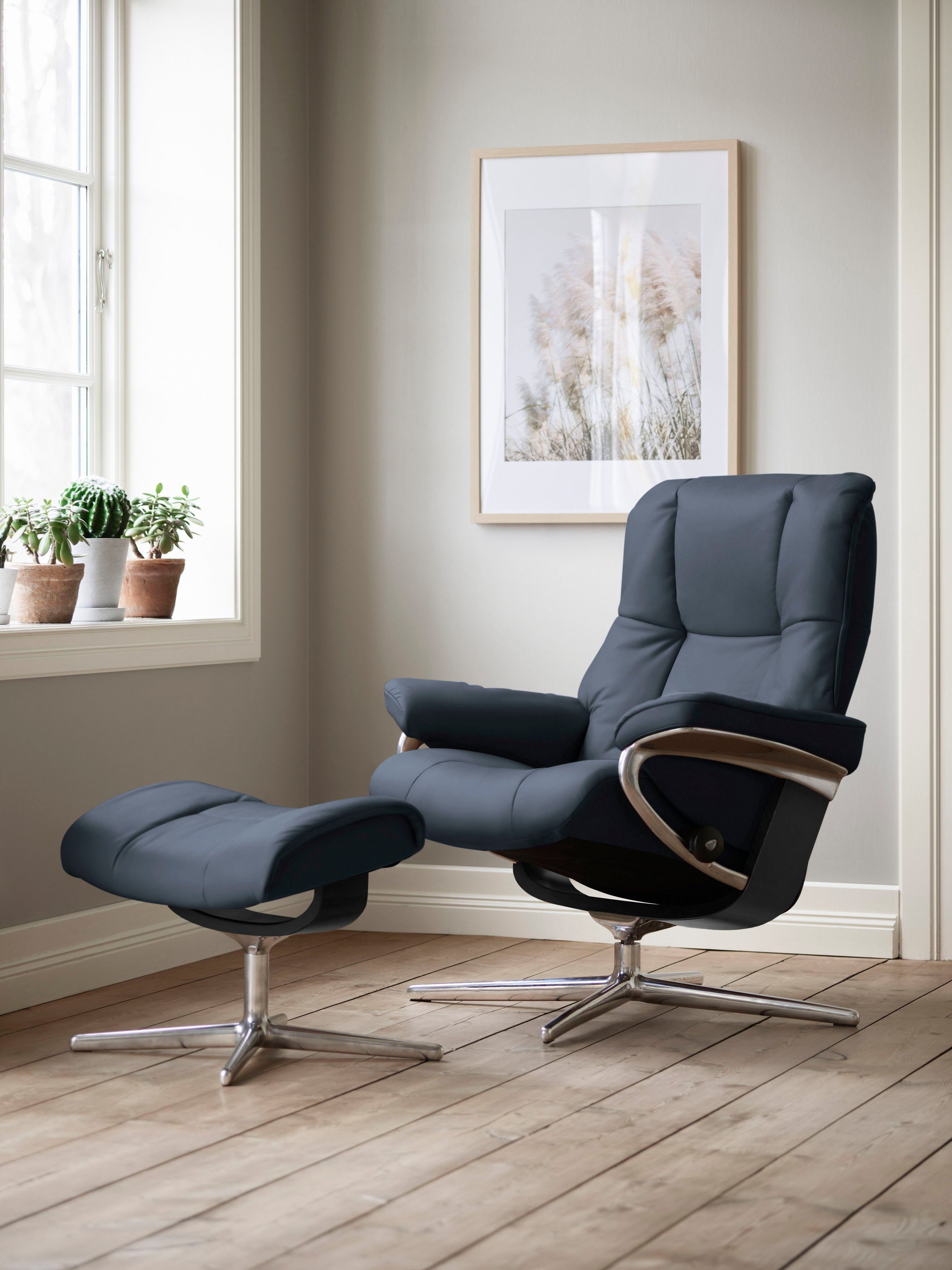 Stressless® Relaxsessel Mayfair (Set, Relaxsessel mit Hocker), mit Hocker, mit Cross Base, Größe S, M & L, Holzakzent Schwarz