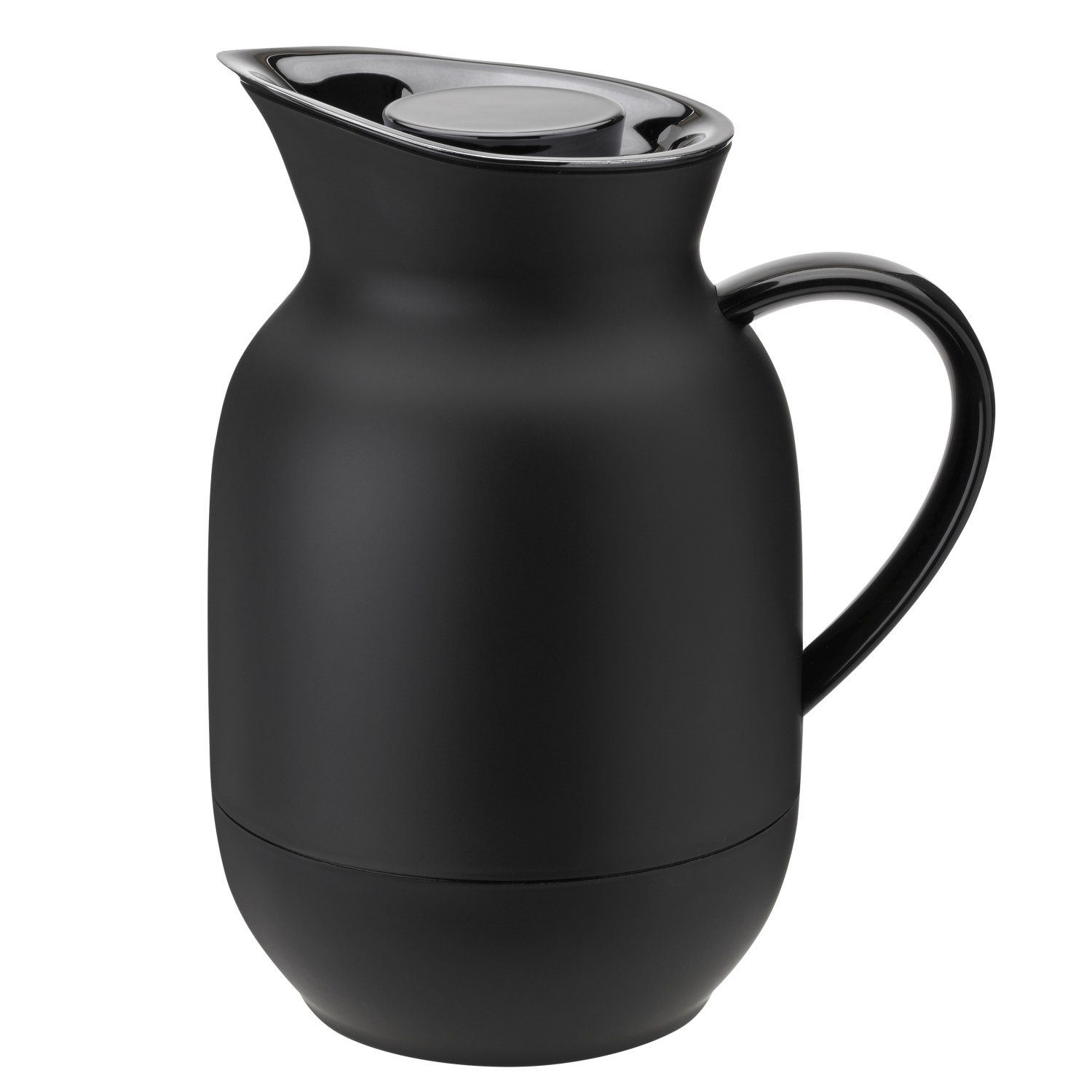 Stelton Isolierkanne Amphora - Soft Black, 1 l, mattes Schwarz, schmal,  Lehmkrug-Design