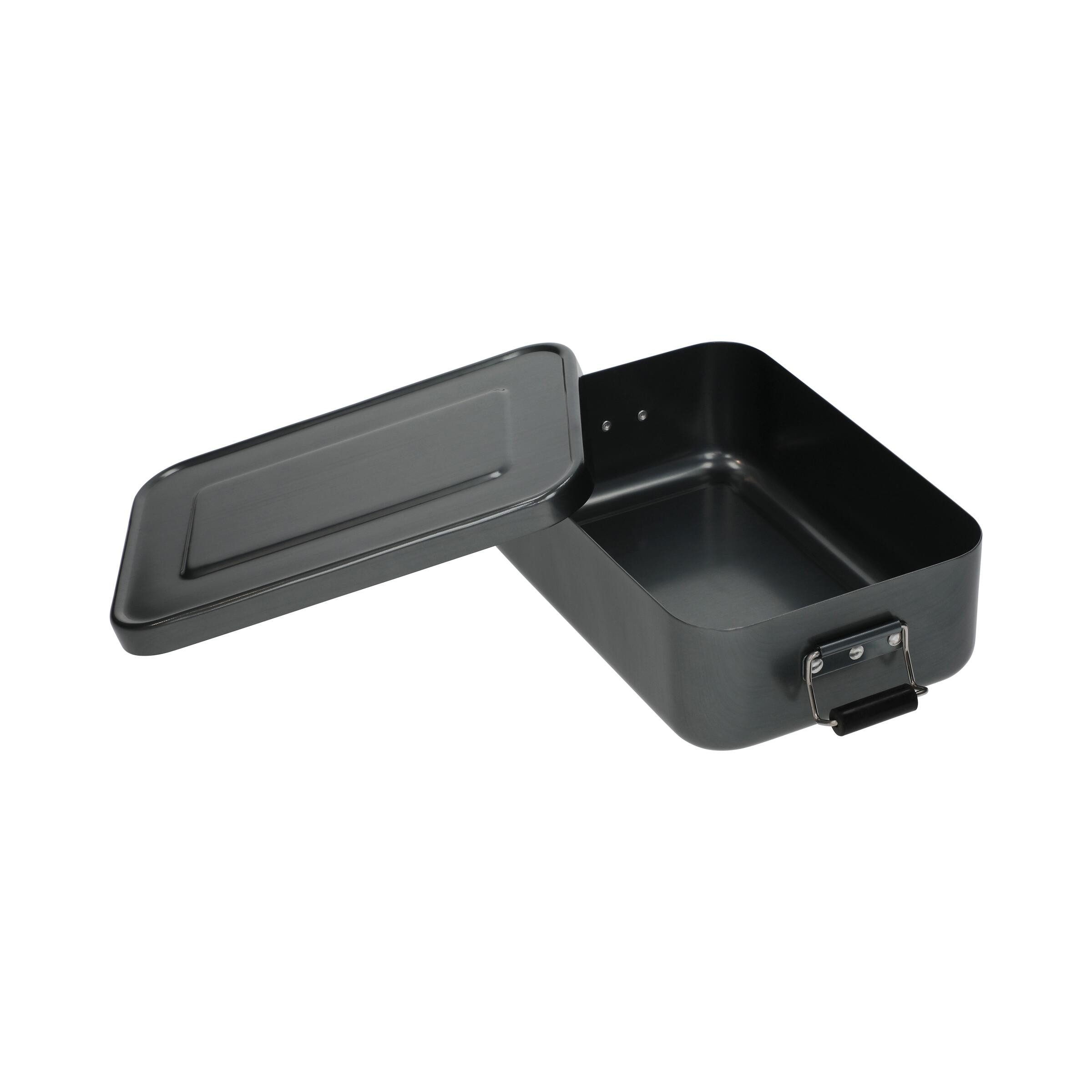 elasto Aufbewahrungsbox Aluminium (1x Lunchbox Aluminium), Brotbox mit Deckel für Kinder