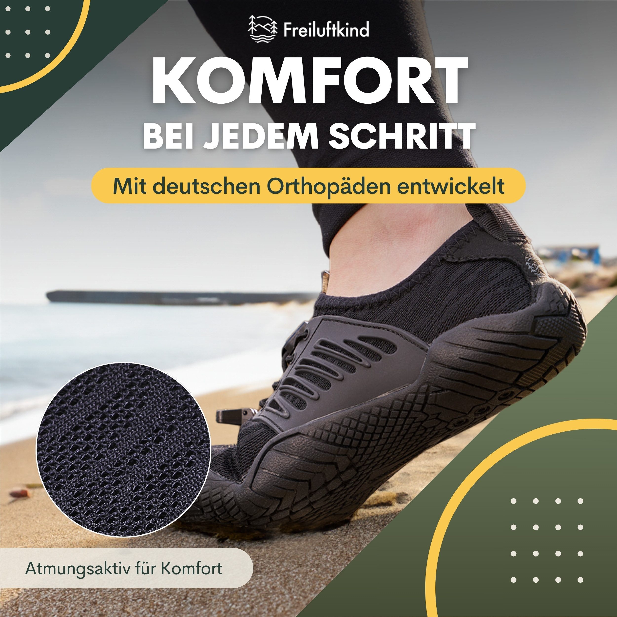Freiluftkind Das Original – Tokai rutschfester Barfußschuh Schnellverschluss – Bild 2 von 5