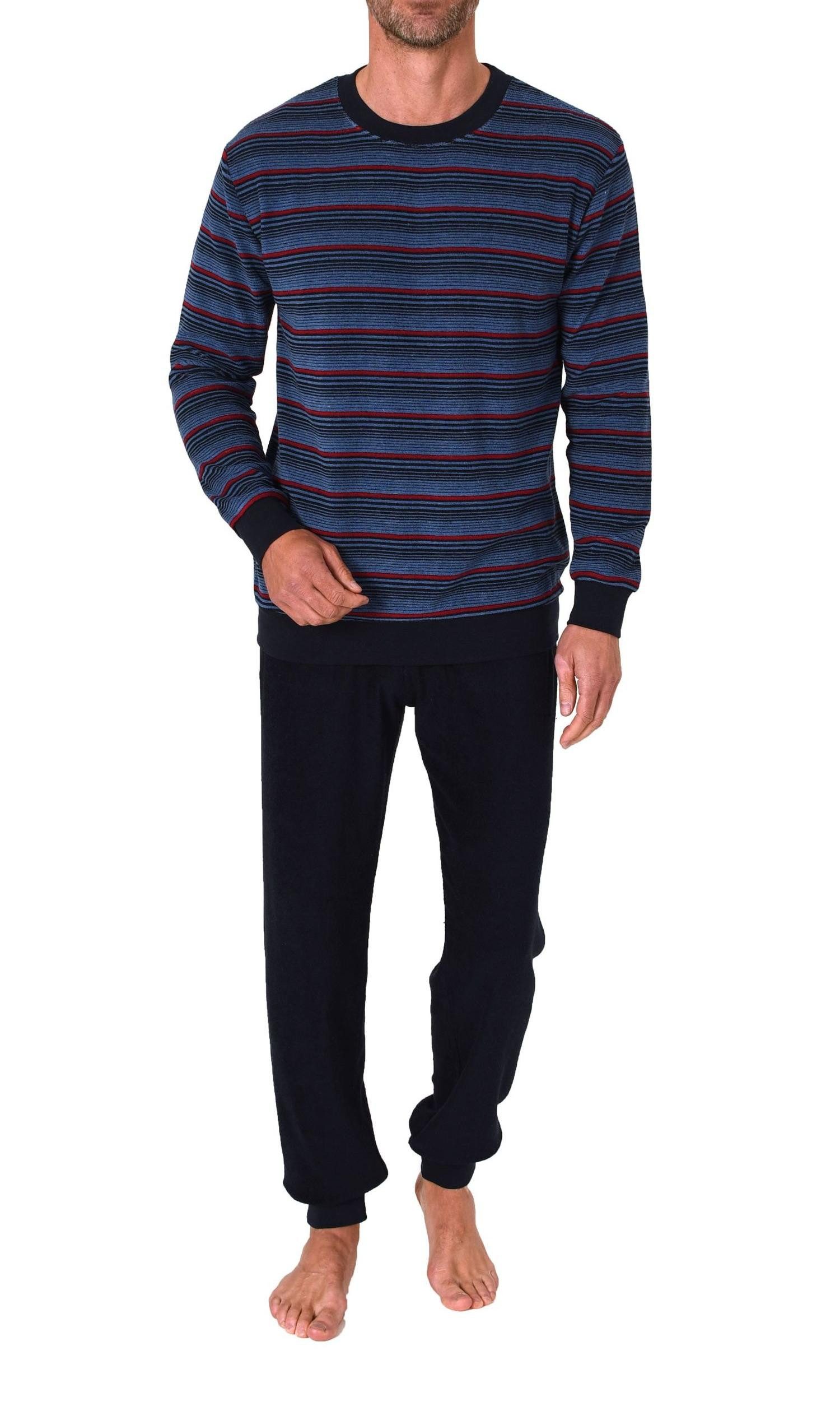 Normann Pyjama Herren langarm Frottee Schlafanzug mit Bündchen - auch in Üb günstig online kaufen