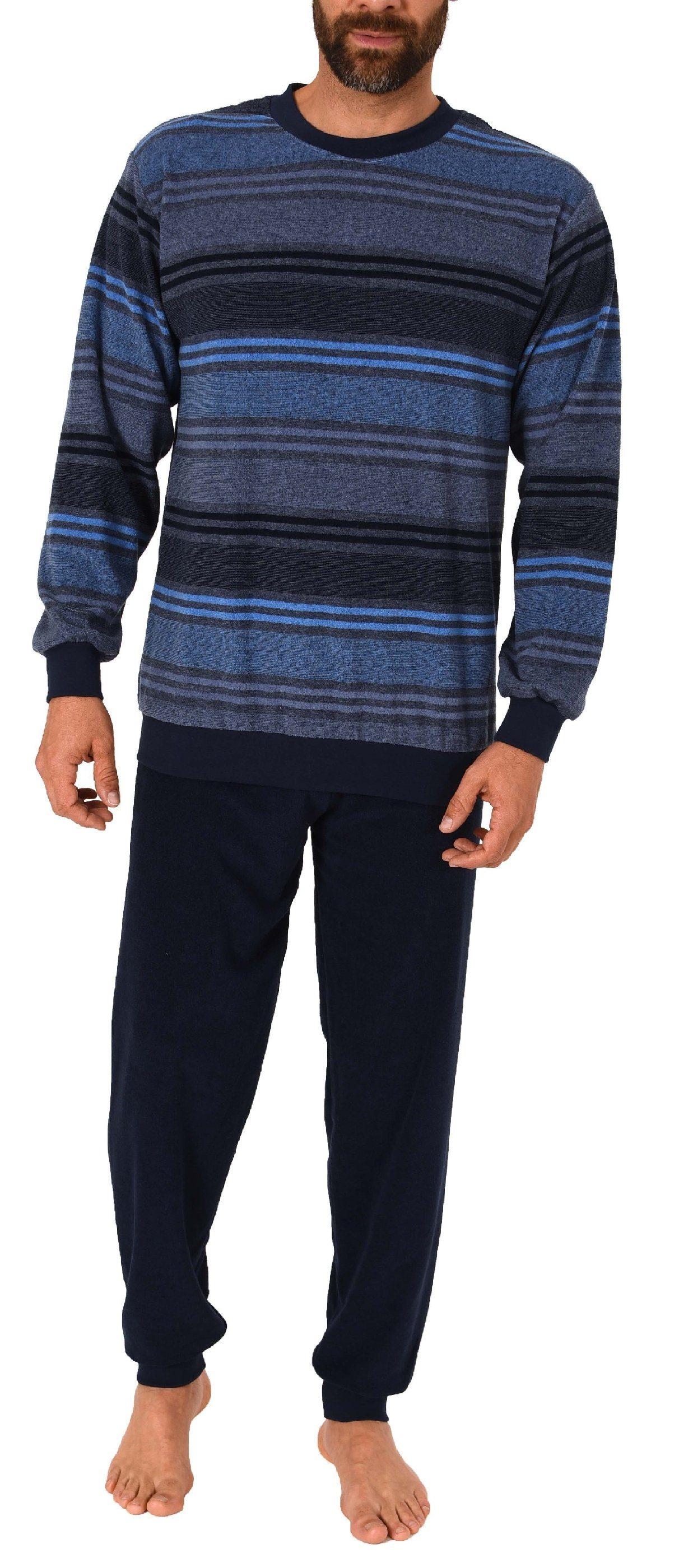 Normann Pyjama Herren Frottee Schlafanzug mit Bündchen, - auch in Übergrößen