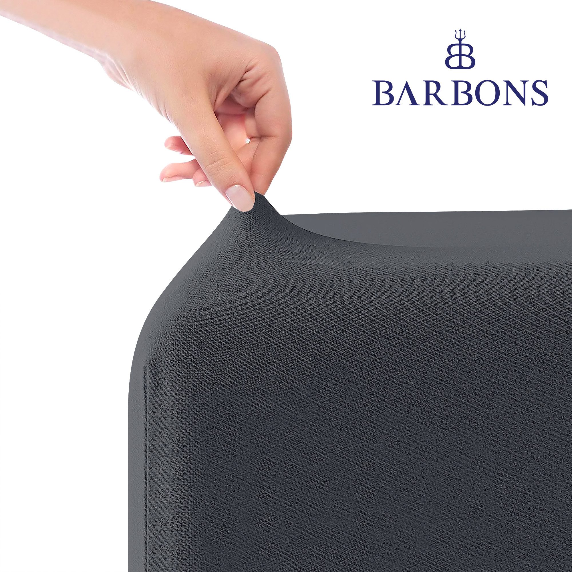 BARBONS Spannbettlaken Jersey 2er Bettlaken, 145 g/m² Spannbetttuch, bis zu 25cm Höhe, Topper, 100% Baumwolle, Gummizug: rundum, (2 Stück), Rundgummi, Atmungsak – Bild 2 von 5