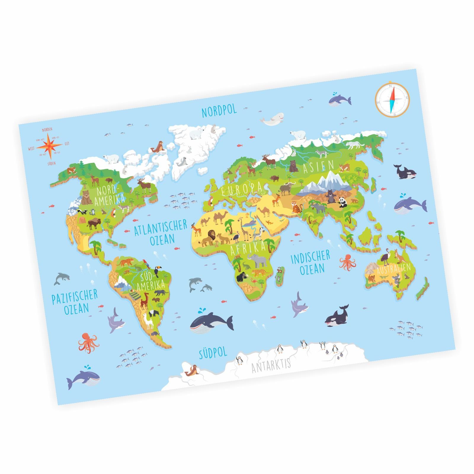 nikima Poster Kinder Weltkarte 3D, Weltkarte, günstig online kaufen