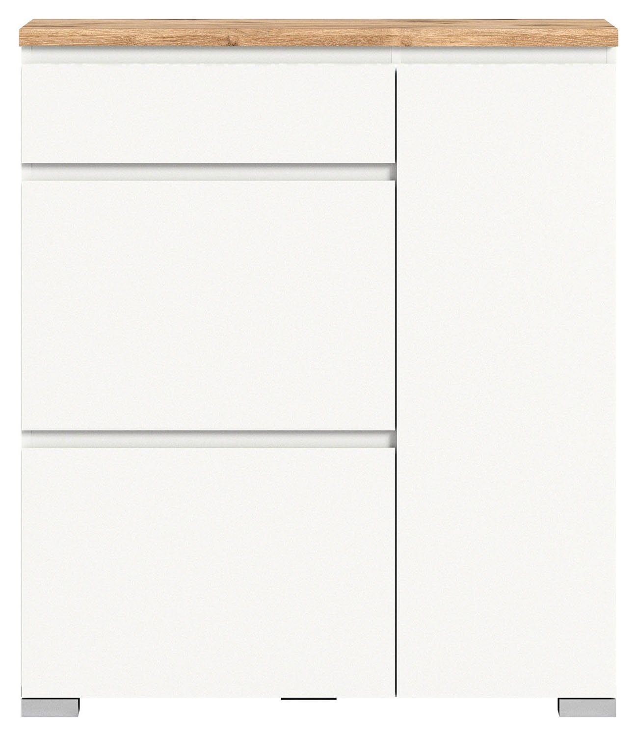 Kommode SHOELOVE, Weiß, Nox Klappen, x 95 cm Tür, 109 2 H Schublade, 1 Eiche cm Dekor, B 1