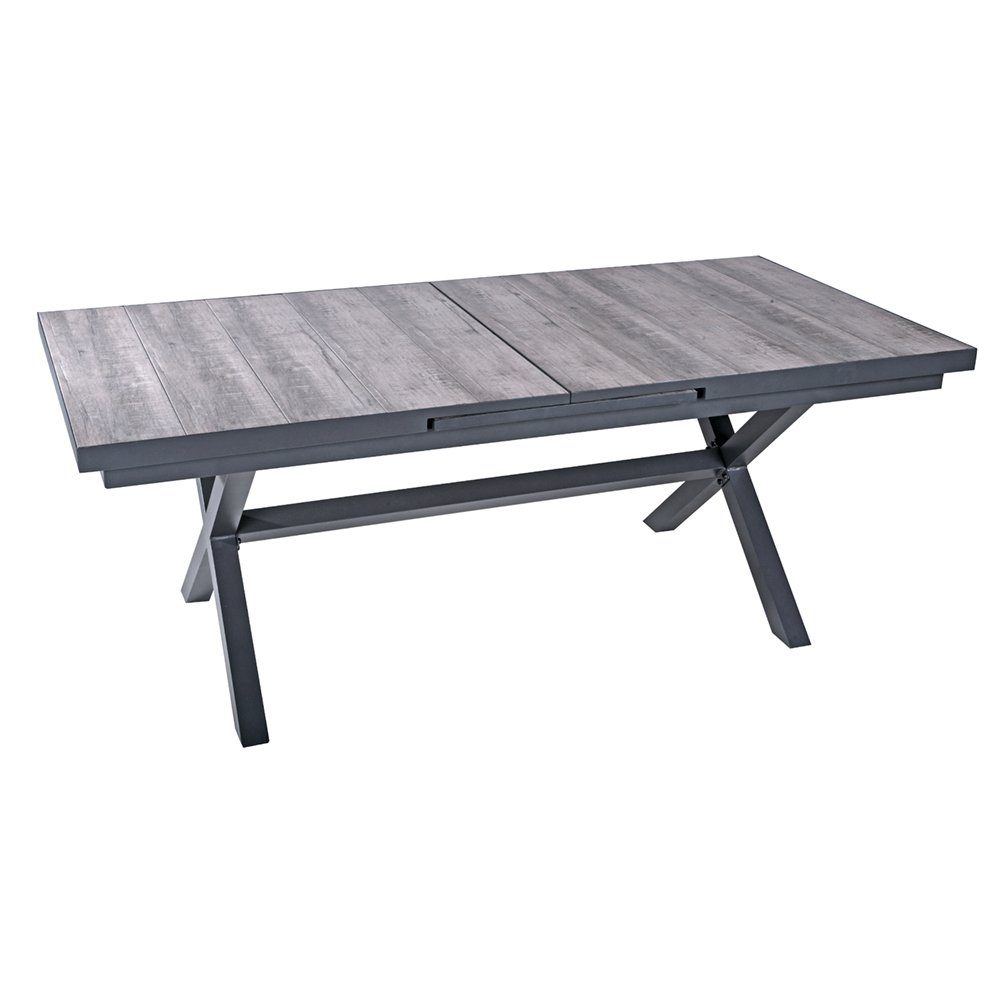 Lomadox Gartentisch GAZA-120, dunkelgrau 200-260/77/100 cm