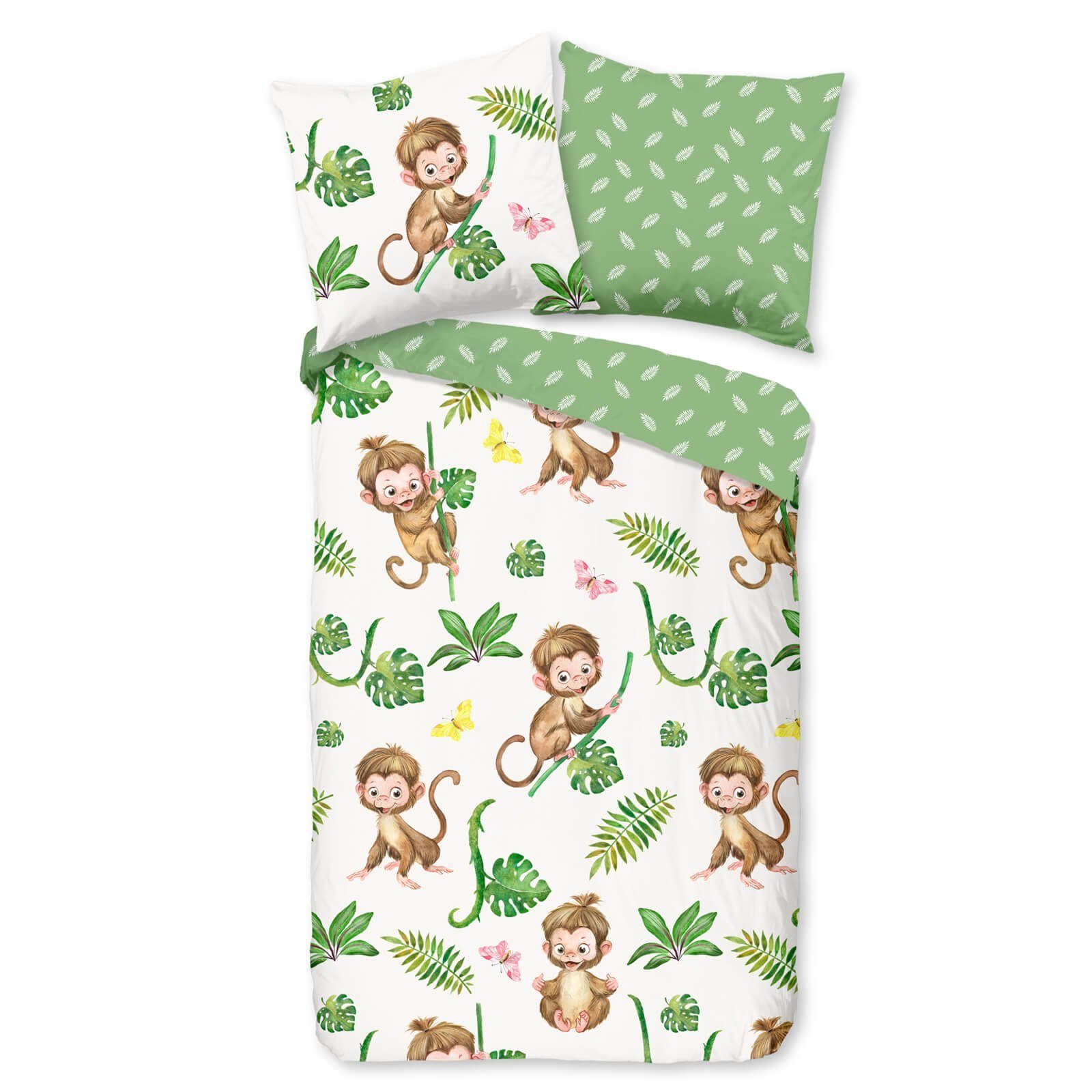 ESPiCO Bettwäsche Kletteraffe Grün, Baumwolle, 2 günstig online kaufen