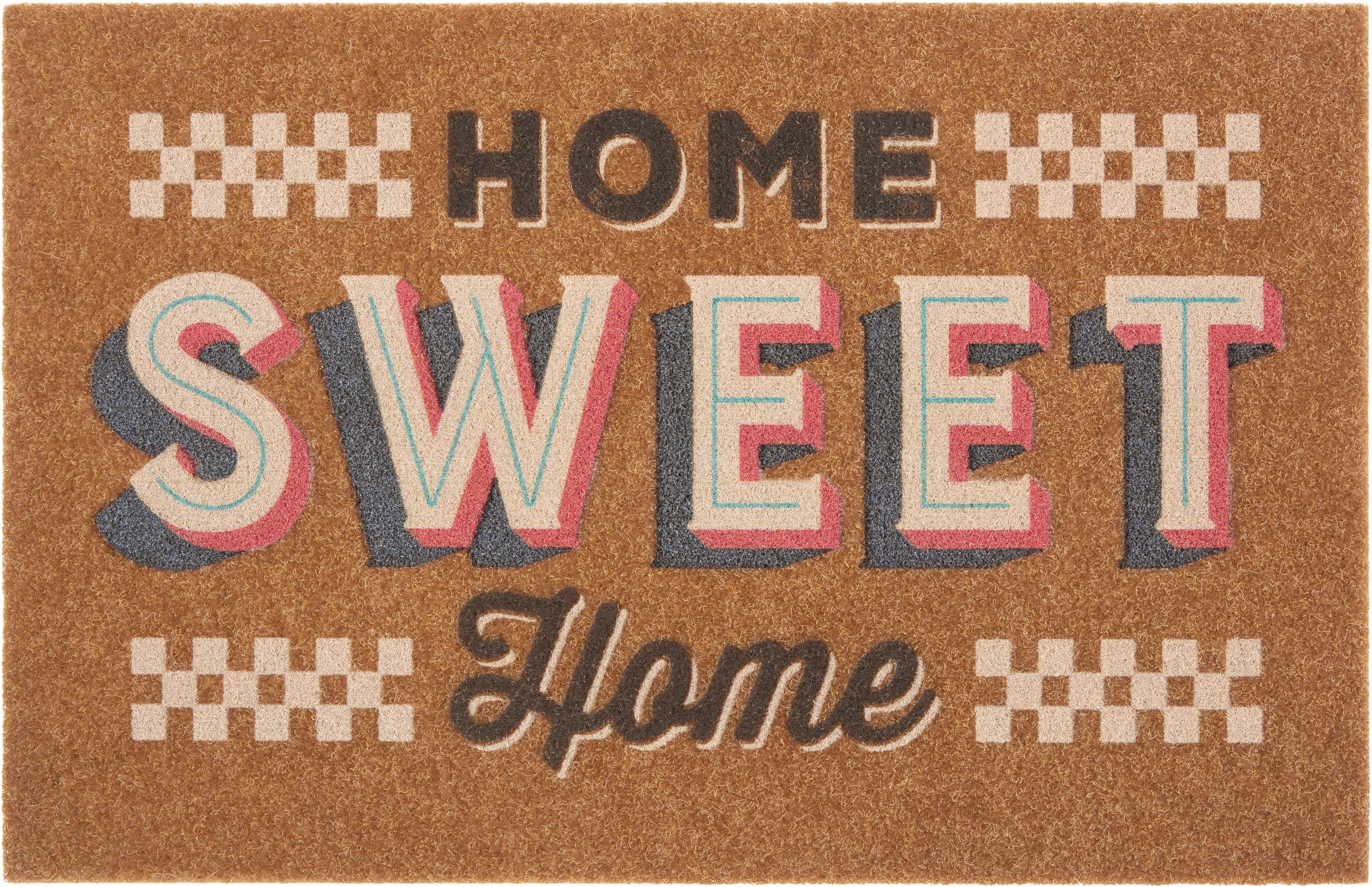 my Home Spruch, mm, bunt, sweet mit Höhe: Kokos-Look, Robust, Rutschfest Pflegeleicht, rechteckig, Fußmatte home, mit Home Schrift, 10