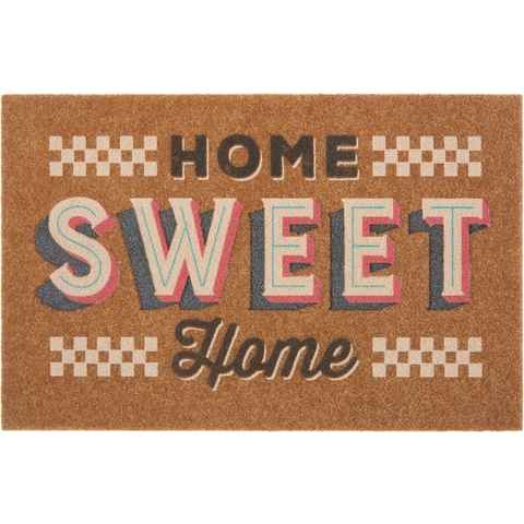 Fußmatte Home sweet Home bunt, my home, rechteckig, Höhe: 10 mm, mit Spruch, mit Schrift, Kokos-Look, Robust, Pflegeleicht, Rutschfest