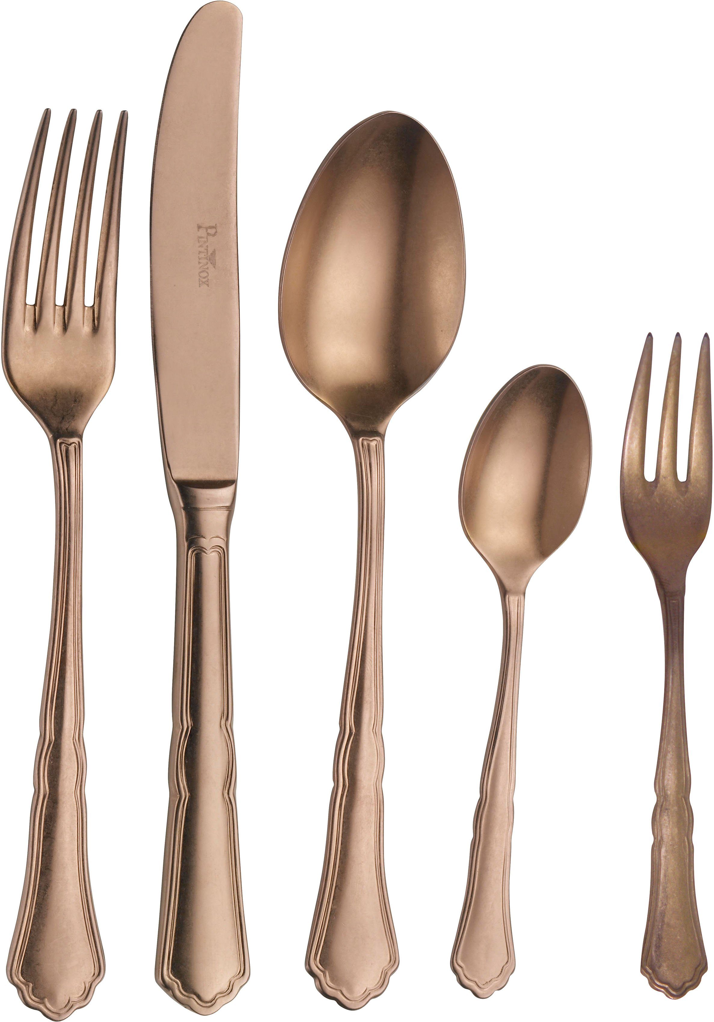 PINTINOX Besteck-Set Settecento Alchemique (30-tlg), 6 Personen, Edelstahl 18/10, Optik Bronze SW PVD Beschichtung