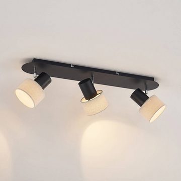 Lindby Strahler Heribert, Modern, Eisen, Stoff, Schwarz, beige, 3 flammig, GU10, Deckenlampe