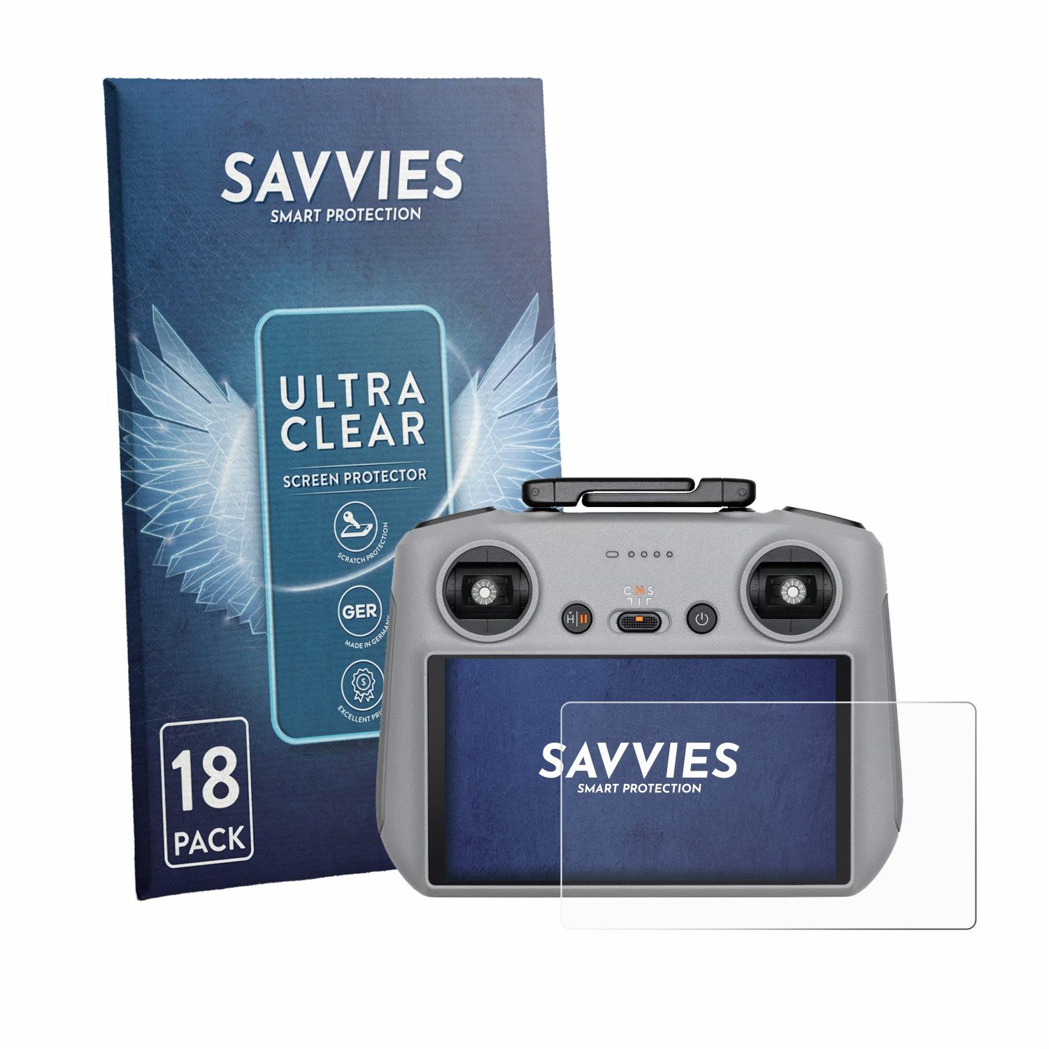 Savvies Displayschutzfolie Schutzfolie für DJI RC 2 2025, 18 Stück, Displayschutz Schutz Folie Klar Transparent