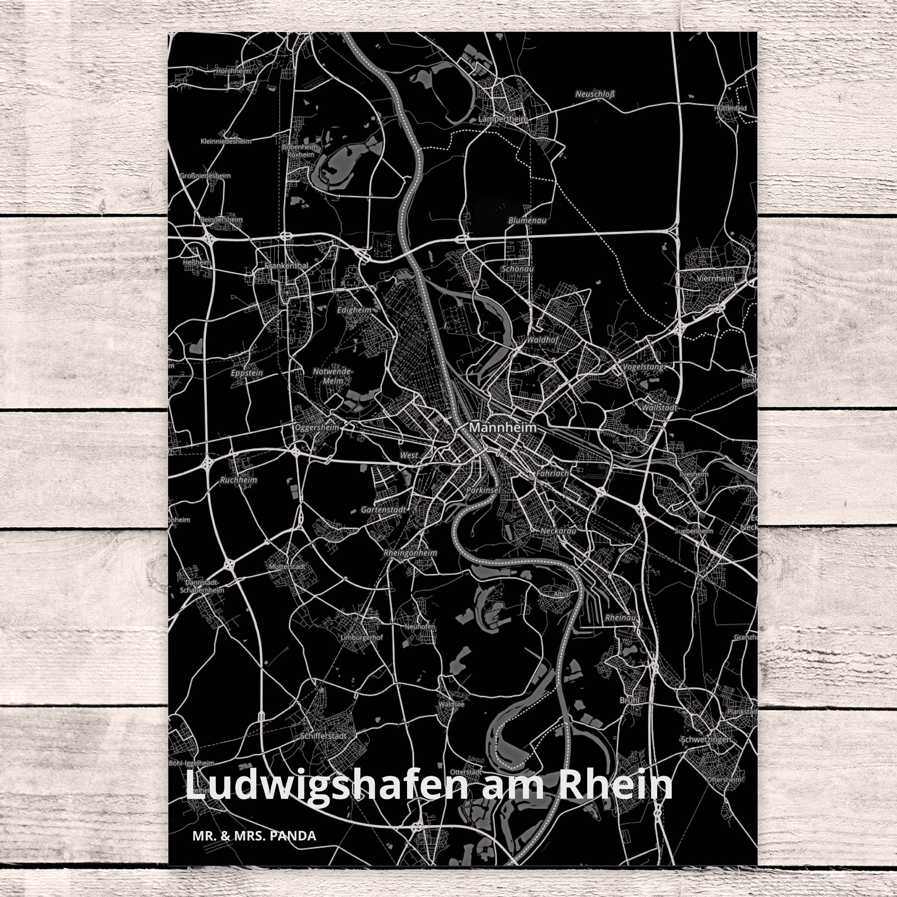 Mr. & Mrs. - Städte, Einladungskarte, Ort Geschenk, Ludwigshafen Rhein Panda am Postkarte Karte