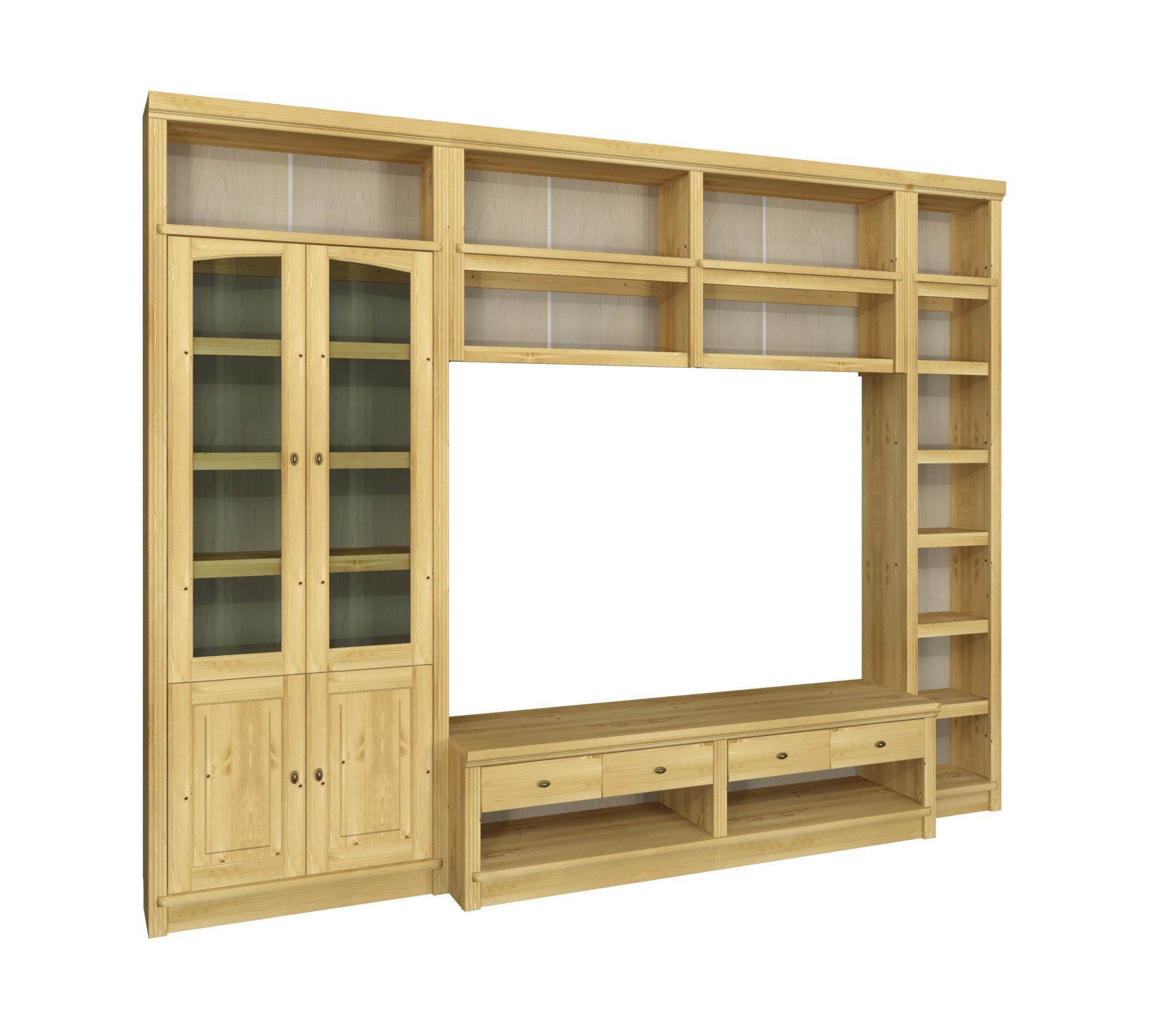 OTTO home Wohnwand Soeren, (Set, 4-St), aus massiver Kiefer, mit dekorativer Fräsung
