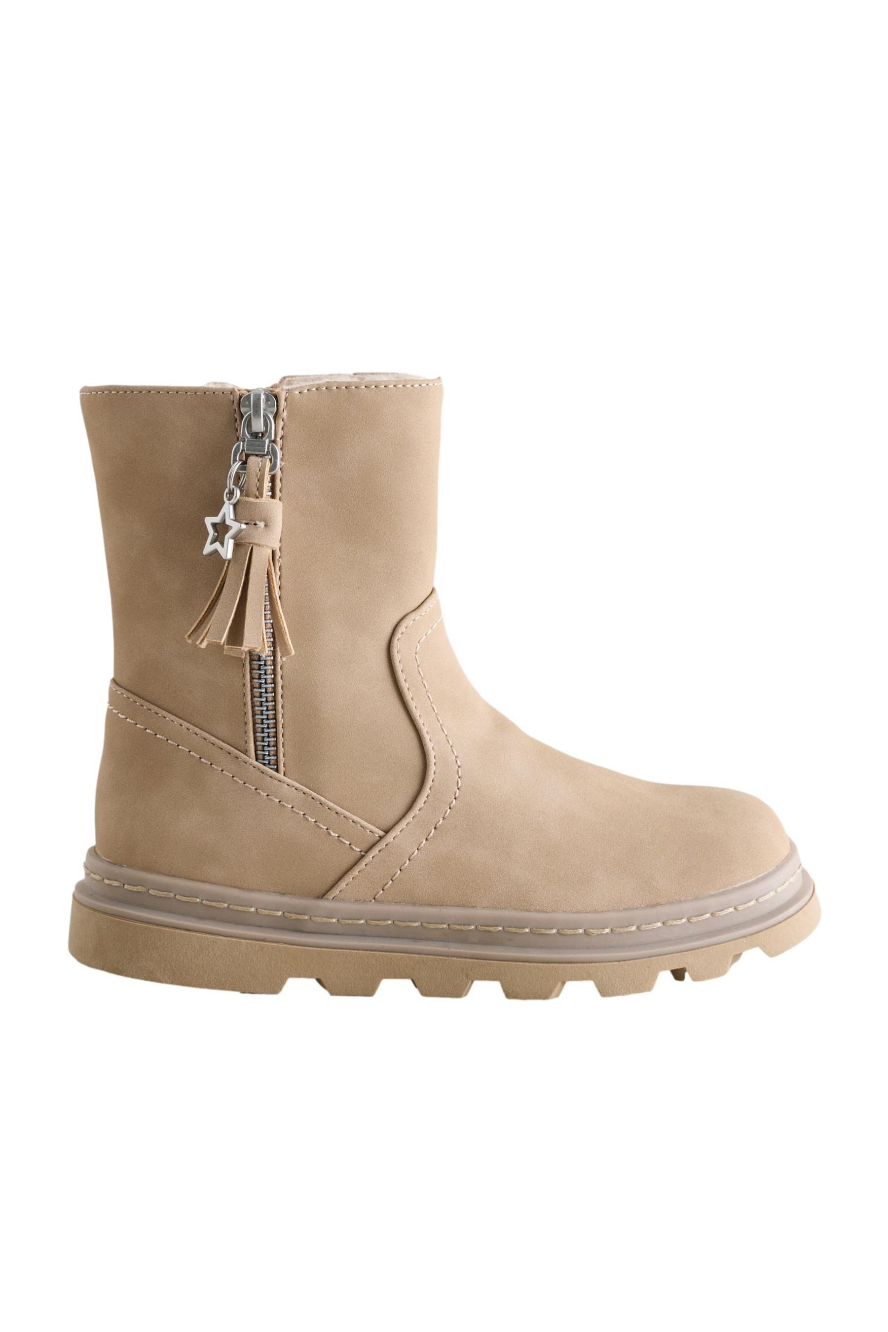 Next Stiefel mit Kunstfellfutter und Fransen Stiefel
