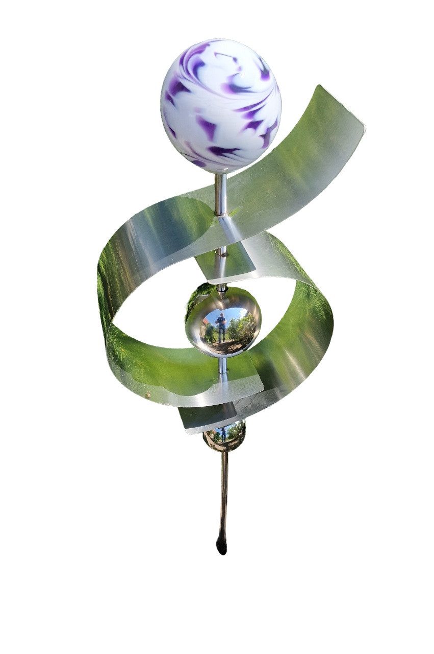 Jürgen Bocker - Gartenambiente Gartenstecker Glaszauber Jupiter aus Edelstahl 100 cm Beetstecker Glaskugel