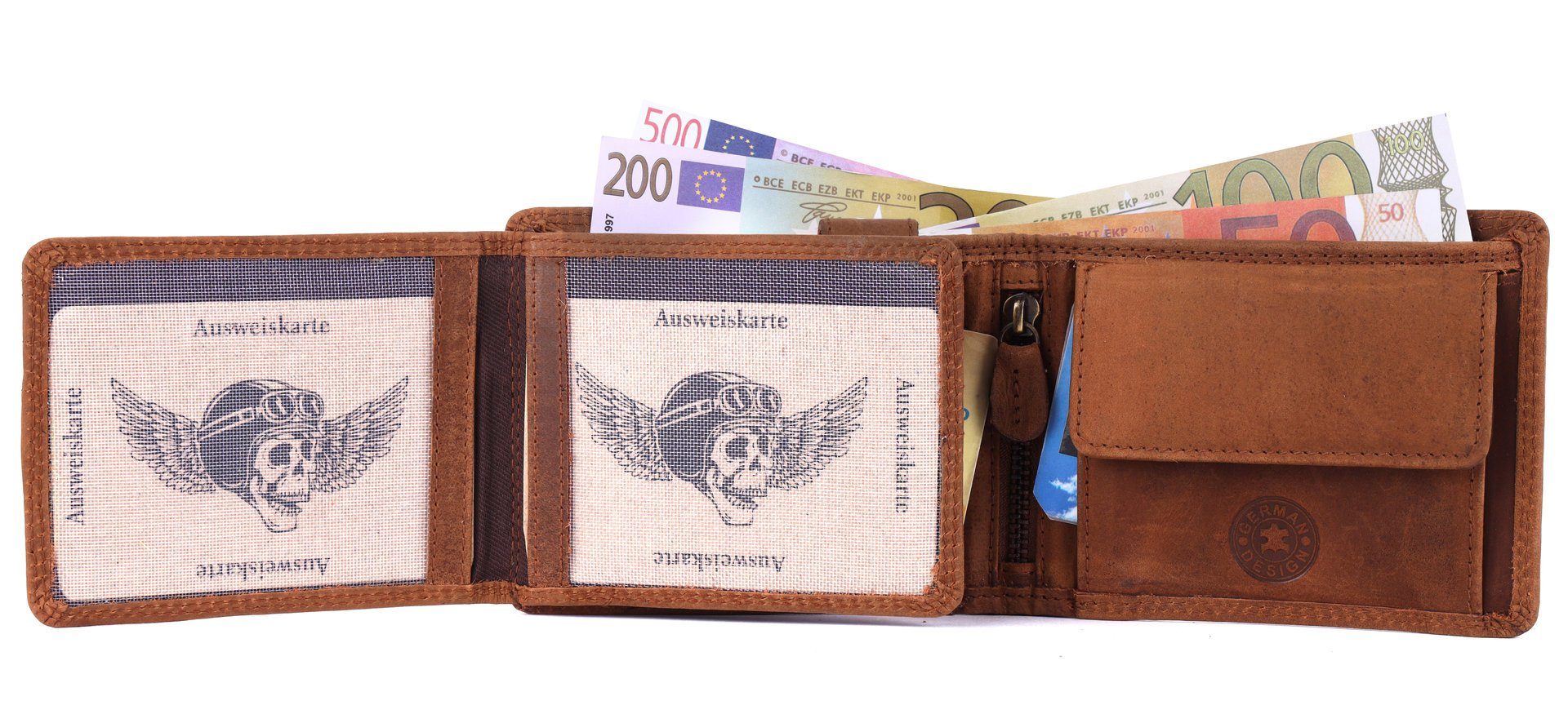 Leder Lederbörse Geldbörse Brieftasche Büffelleder Herren Schutz mit Männerbörse RFID Münzfach SHG Portemonnaie, Börse