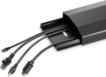 PureMounts Kabelkanal mit Klebeband + Schrauben/Dübel, aus Kunststoff, Länge: 100cm, Breite 6cm, Farbe: schwarz