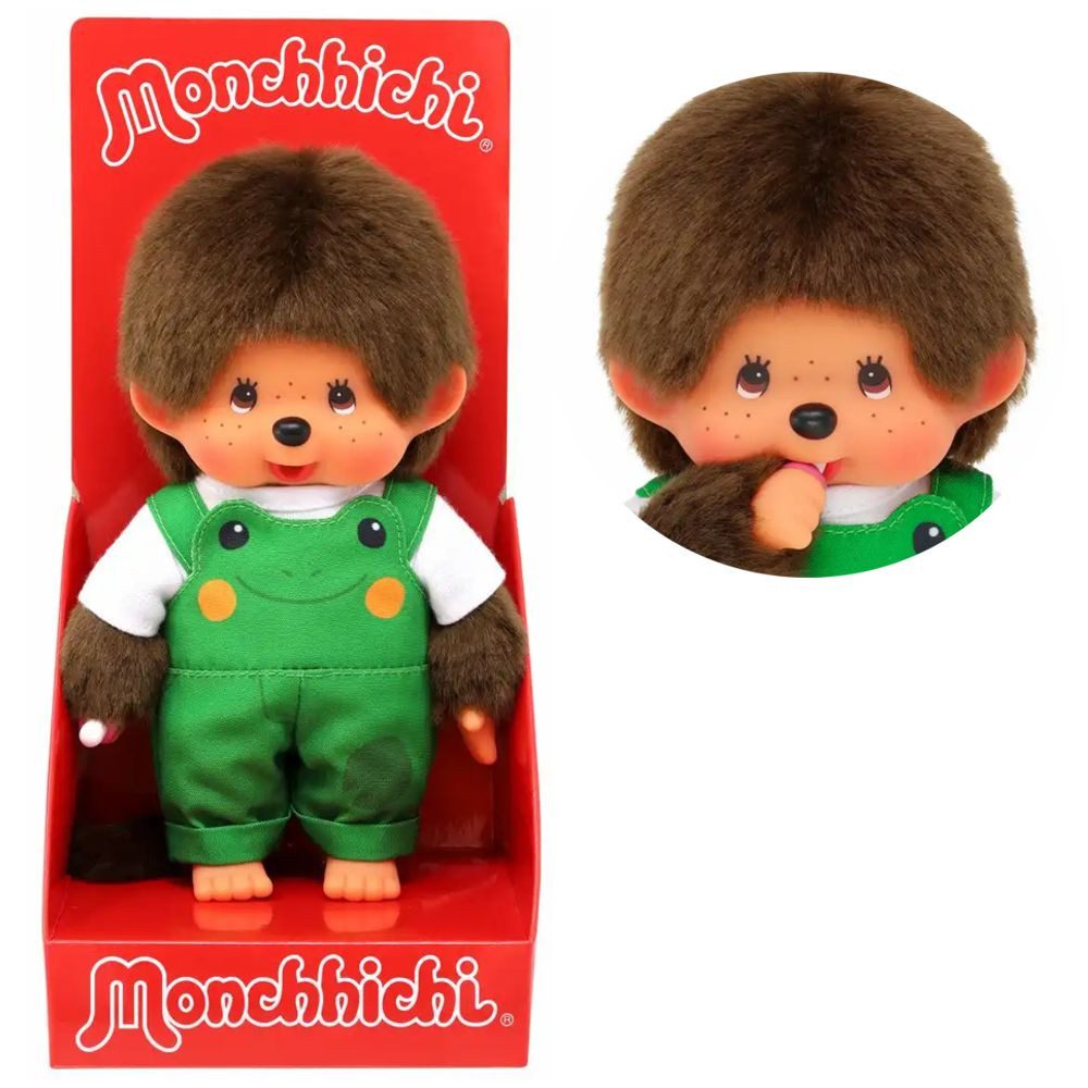 Monchhichi Plüschfigur Junge mit Frosch Latzhose 20 cm Monchhichi Puppe Fas günstig online kaufen