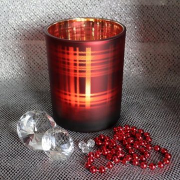 Mars & More Windlicht Mars & More Glas-Teelicht rote Karos 12,5 cm hoch (Stück)