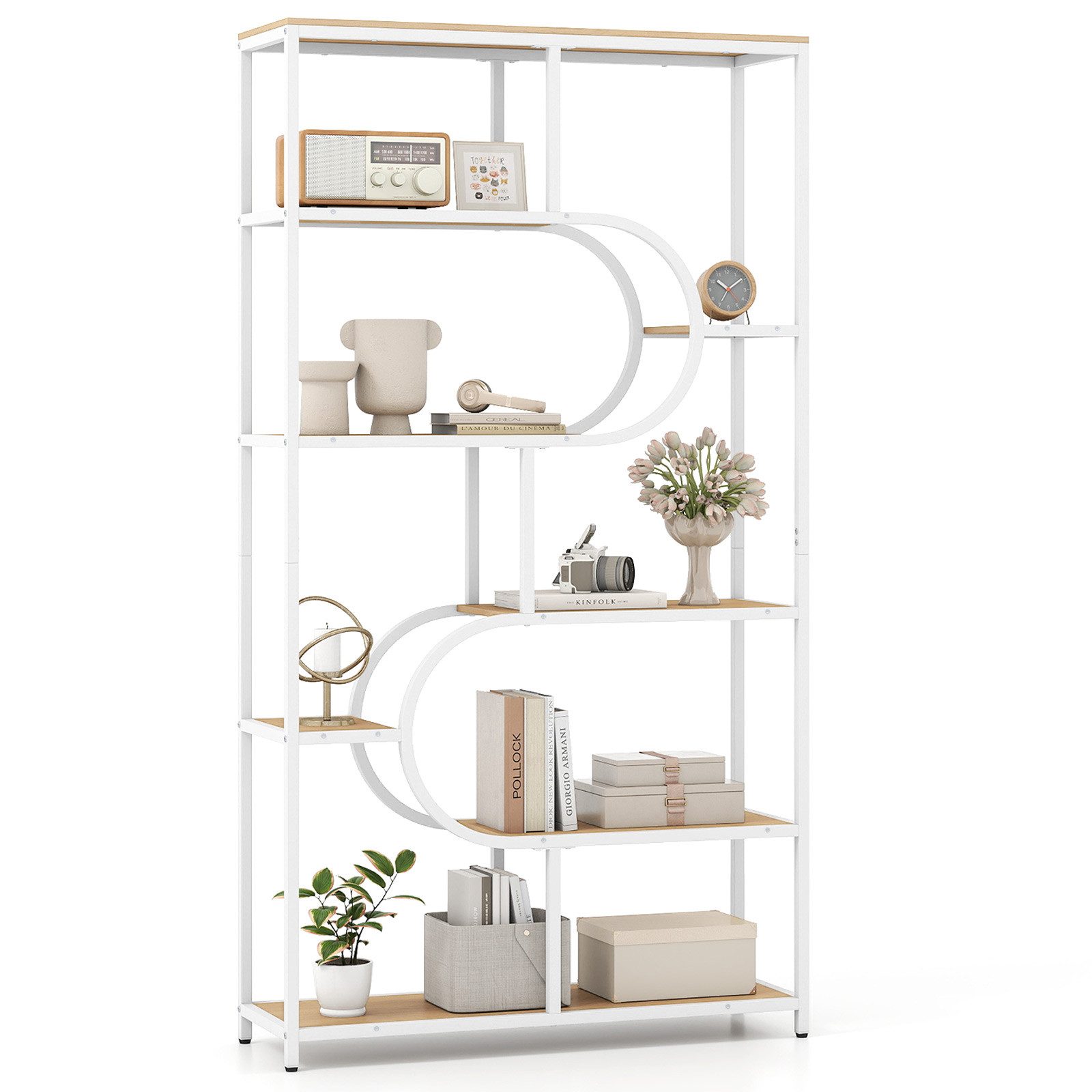 COSTWAY Bücherregal, 5-stöckiges Standregal geometrisch Metallrahmen 30x95x günstig online kaufen