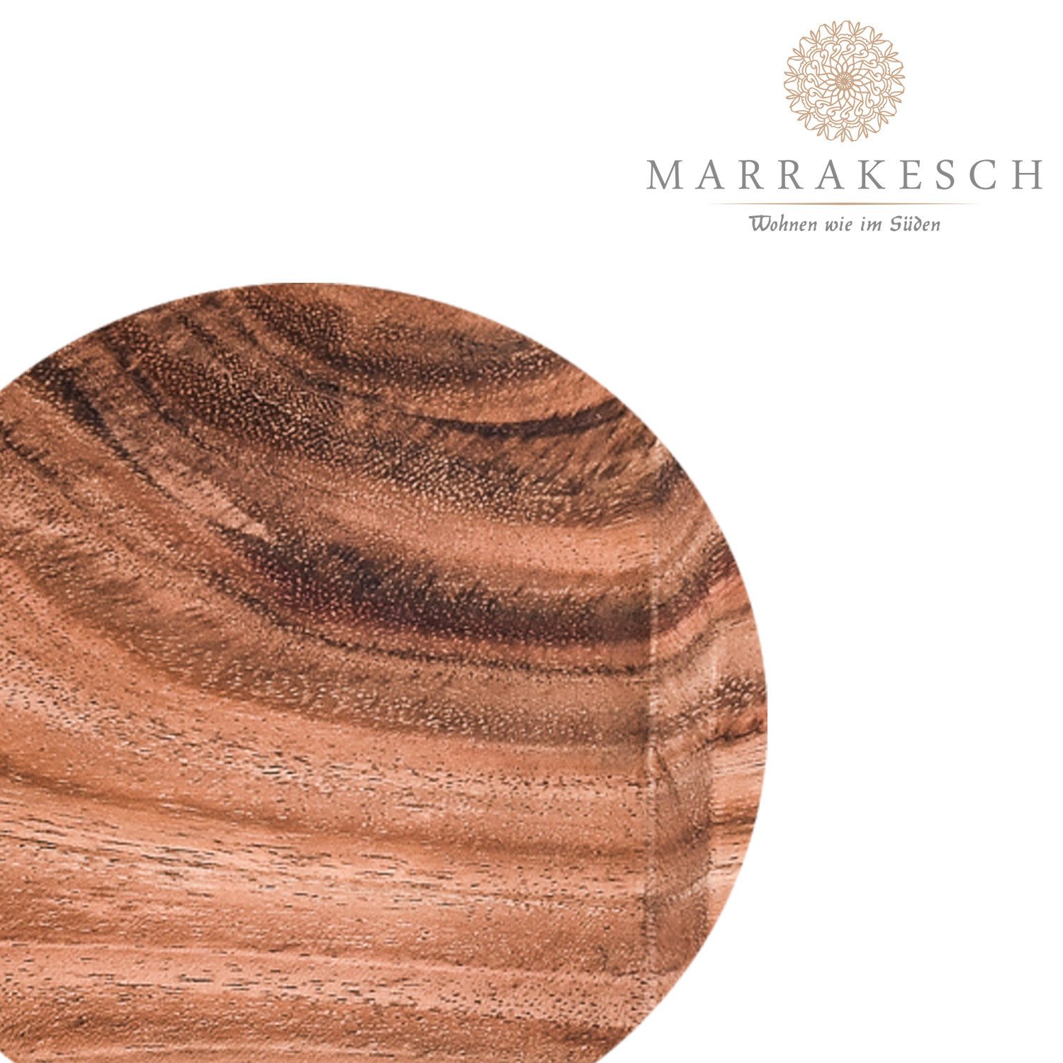 Marrakesch Orient & Mediterran Interior Dekotablett 2er Set Akazienholz Schlüsselschale tablett Anea handgefertigt 30 cm, Handarbeit