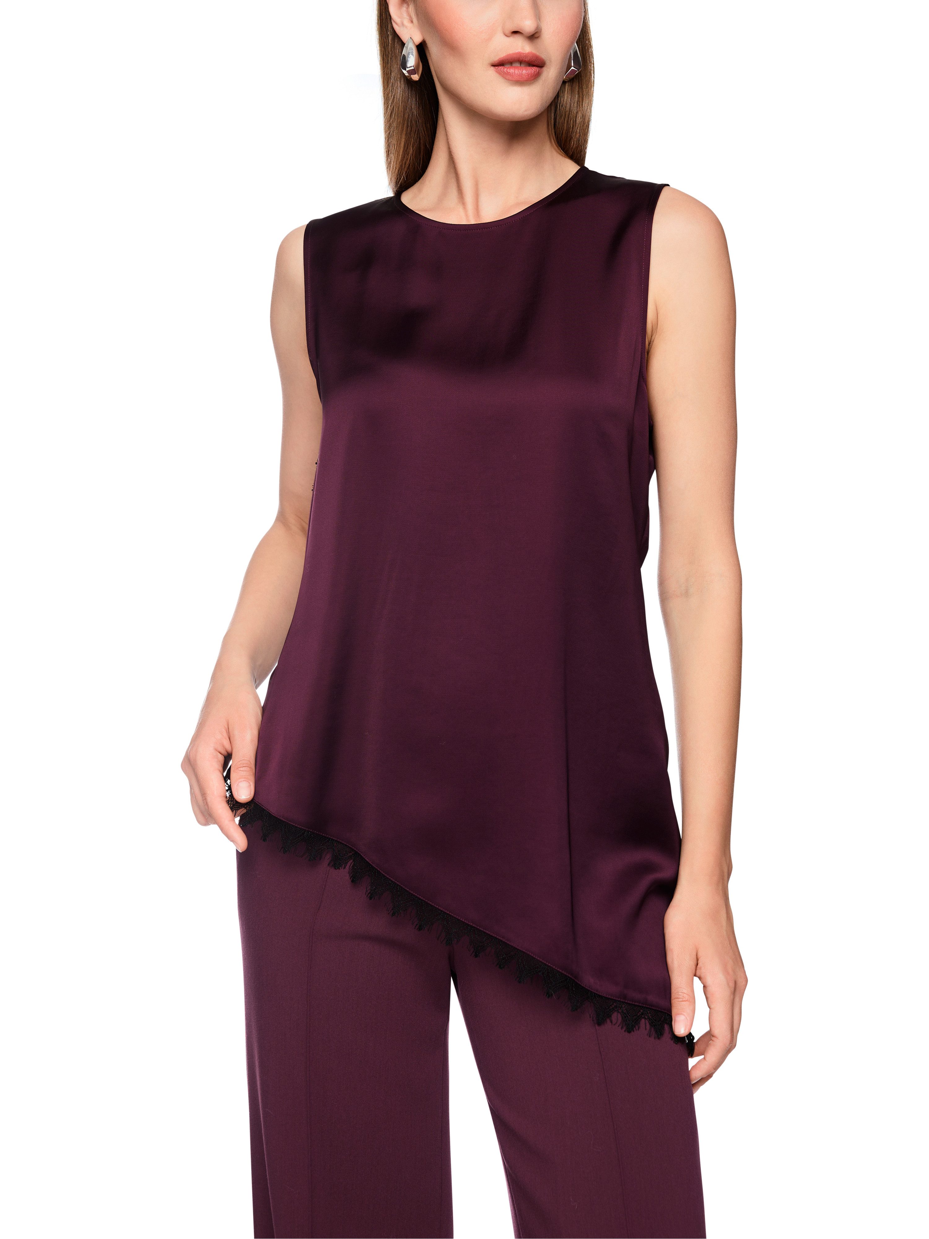 Marc Cain Shirttop Abstract Glow Premium Damenmode asymmetrisch, Spitzenverzierungen