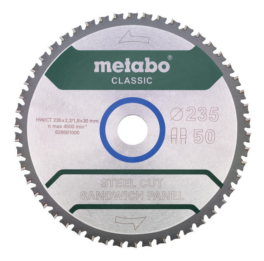 metabo Kreissägeblatt, "steel cut/sandwich panel - classic", 235 x 30 mm, Zähnezahl 50