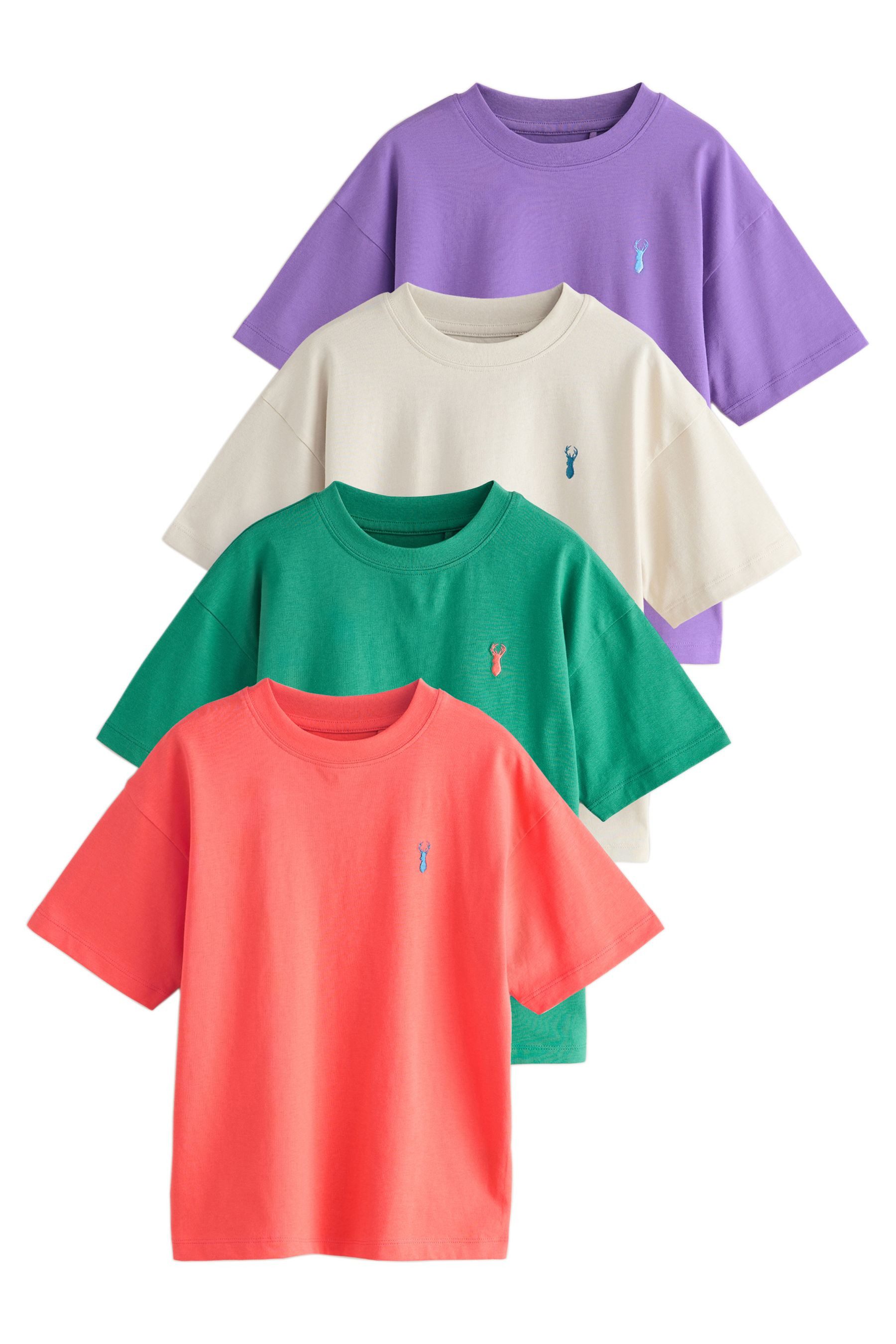 Next T-Shirt Relaxed Fit T-Shirts aus 100 % Baumwolle, 4er-Pack (4-tlg)
