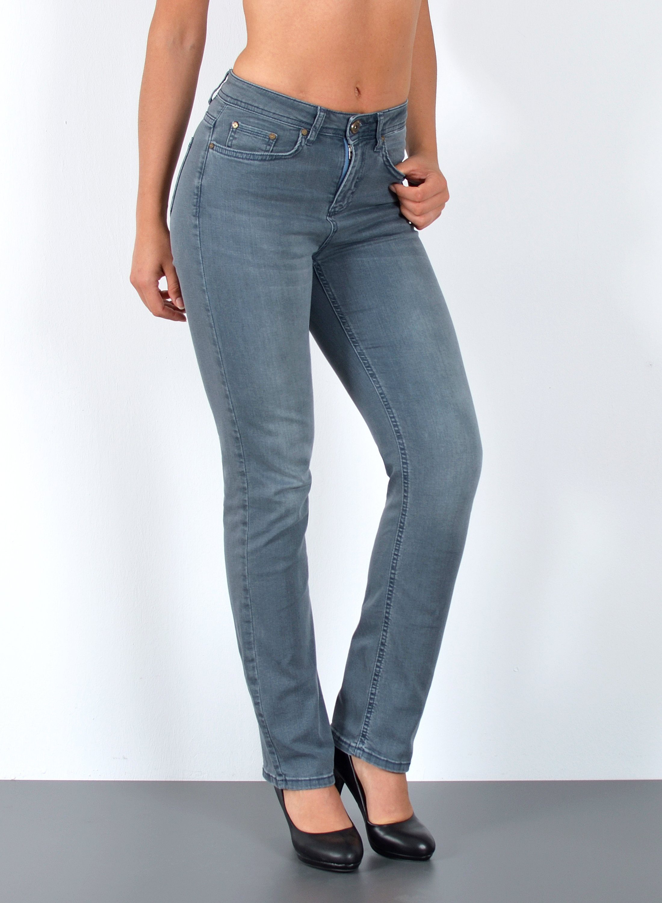 ESRA Straight-Jeans Premium High Waist Jeans Damen Straight Leg Hosen Stretch-Jeans G8 Straight Leg Damen Jeans High Waist Hose Stretch Regular Jeanshose