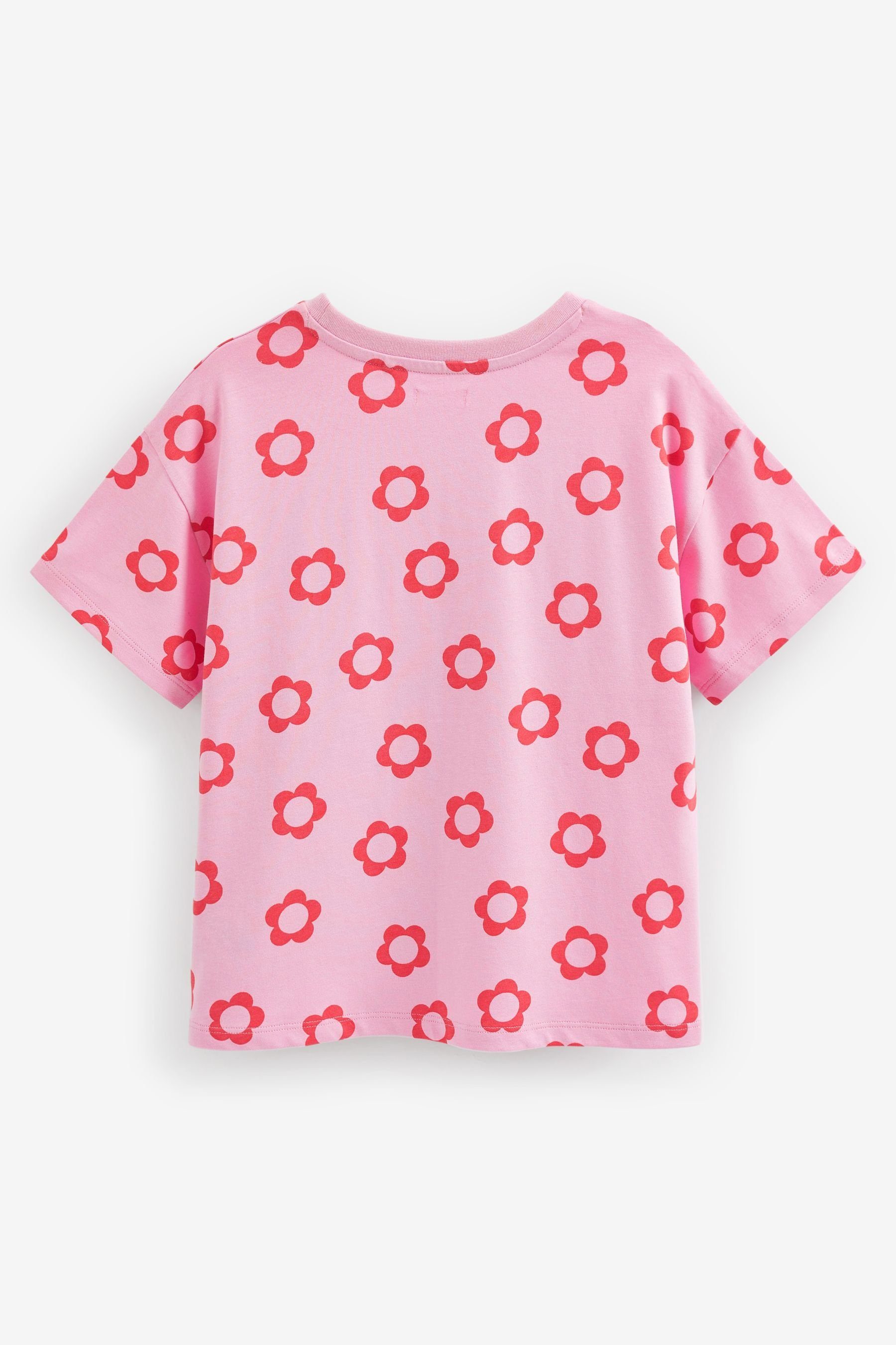 Next Langarmshirt T-Shirt im (1-tlg) Pink Relaxed-Fit Floral