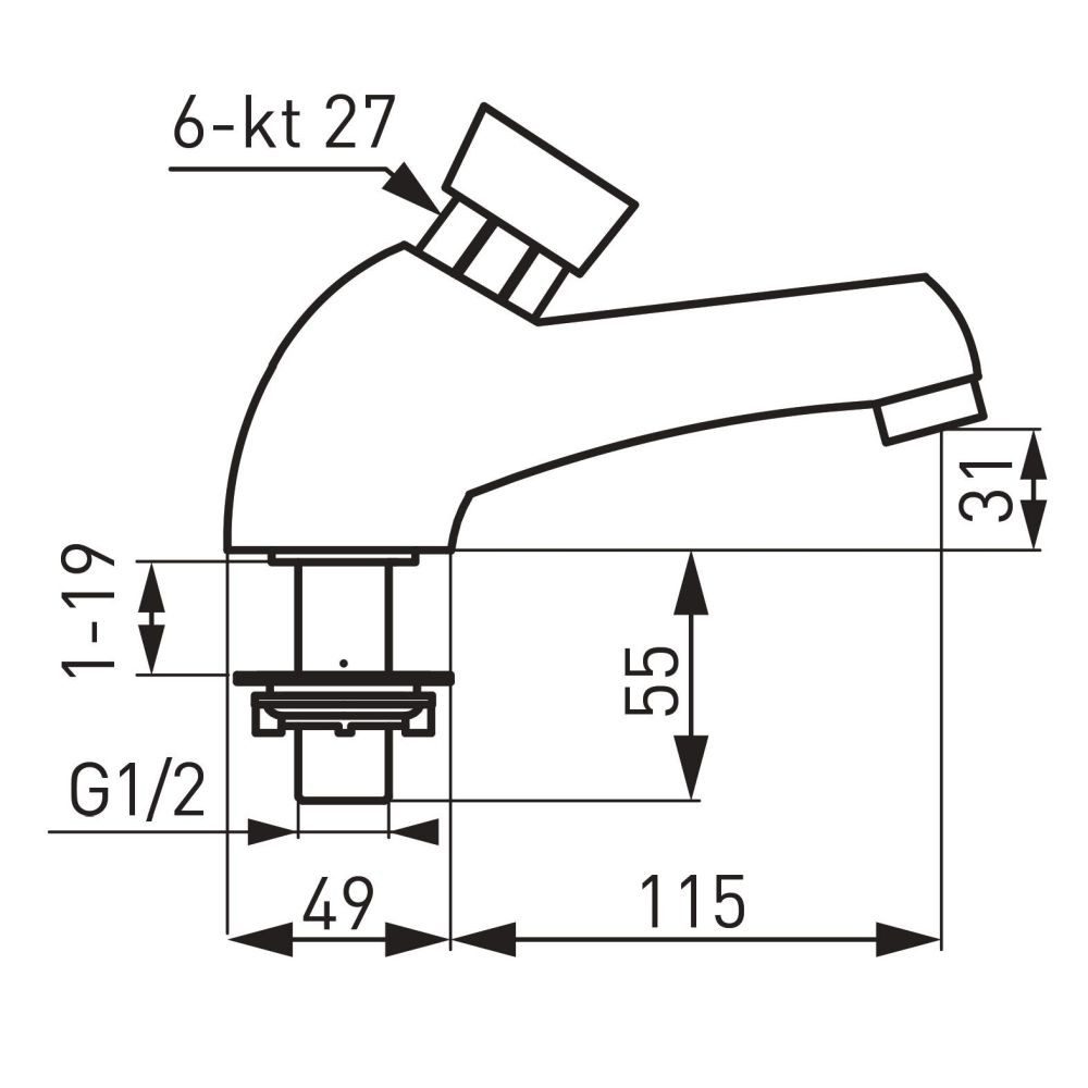 Ferro Waschtischarmatur PRESS selbstschließende Kaltwasserarmatur Bad, WC, günstig online kaufen