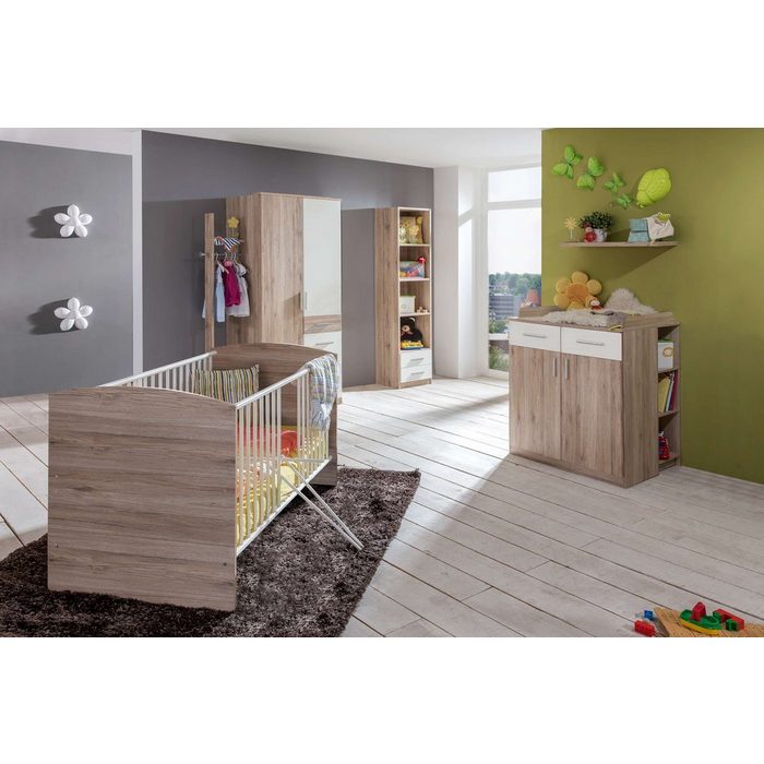 Stylefy Babymöbel-Set Lio VI Sanremo Eiche Weiß (Babyzimmer-Set Set (6-St) aus Holzwerkstoff Soft-Close Funktion mit Bettkasten Modern Design mit Rausfallschutz made in Europa