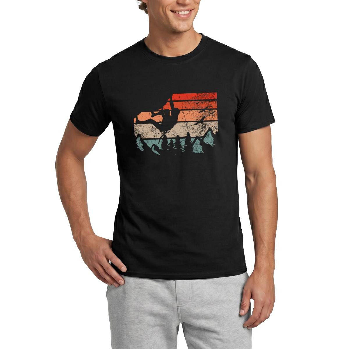 Spreadshirt T-Shirt Bouldern Klettern Berge Retro Vintage Kletter Shirt Männer T-Shirt (1-tlg)