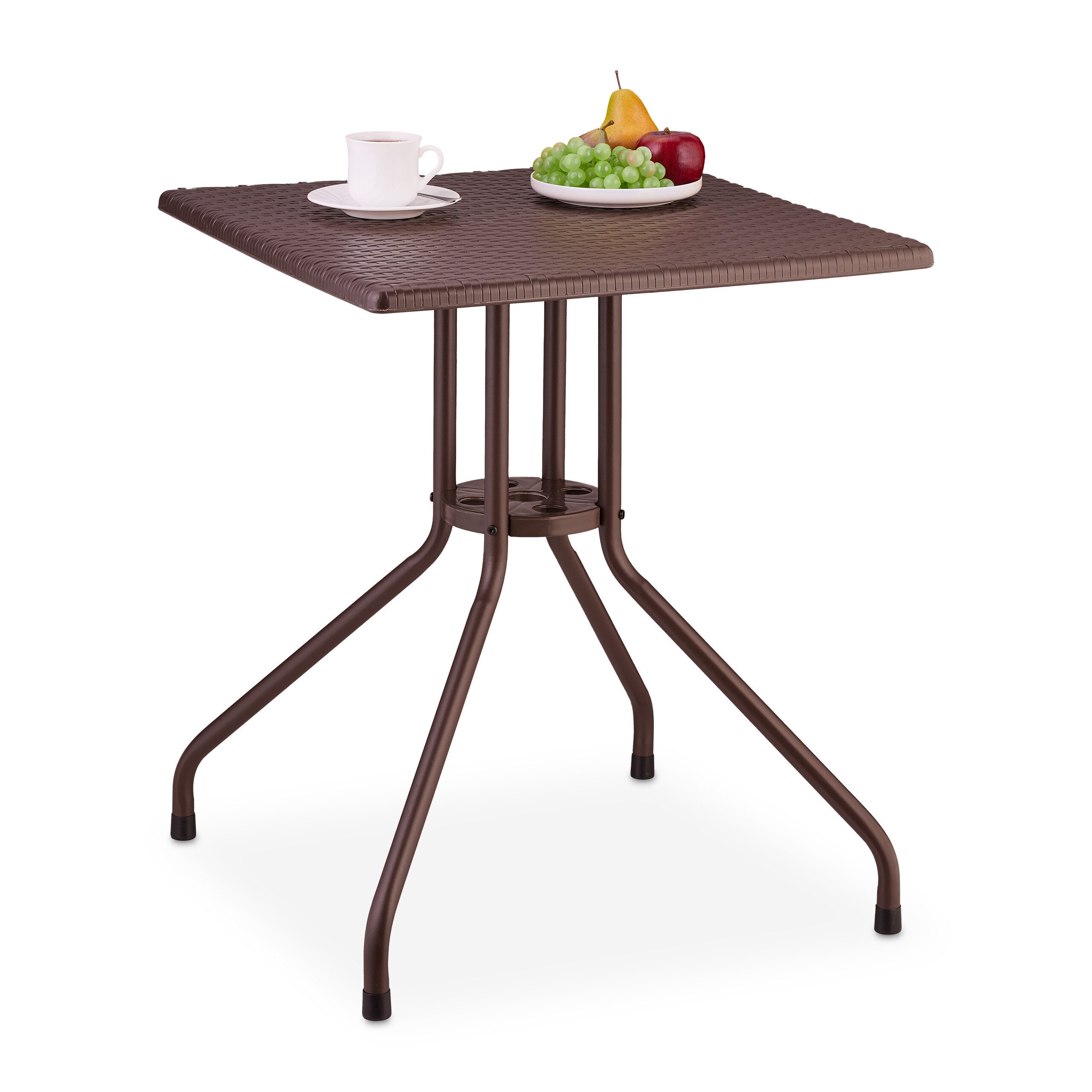 relaxdays Gartentisch in brauner Rattan Optik günstig online kaufen