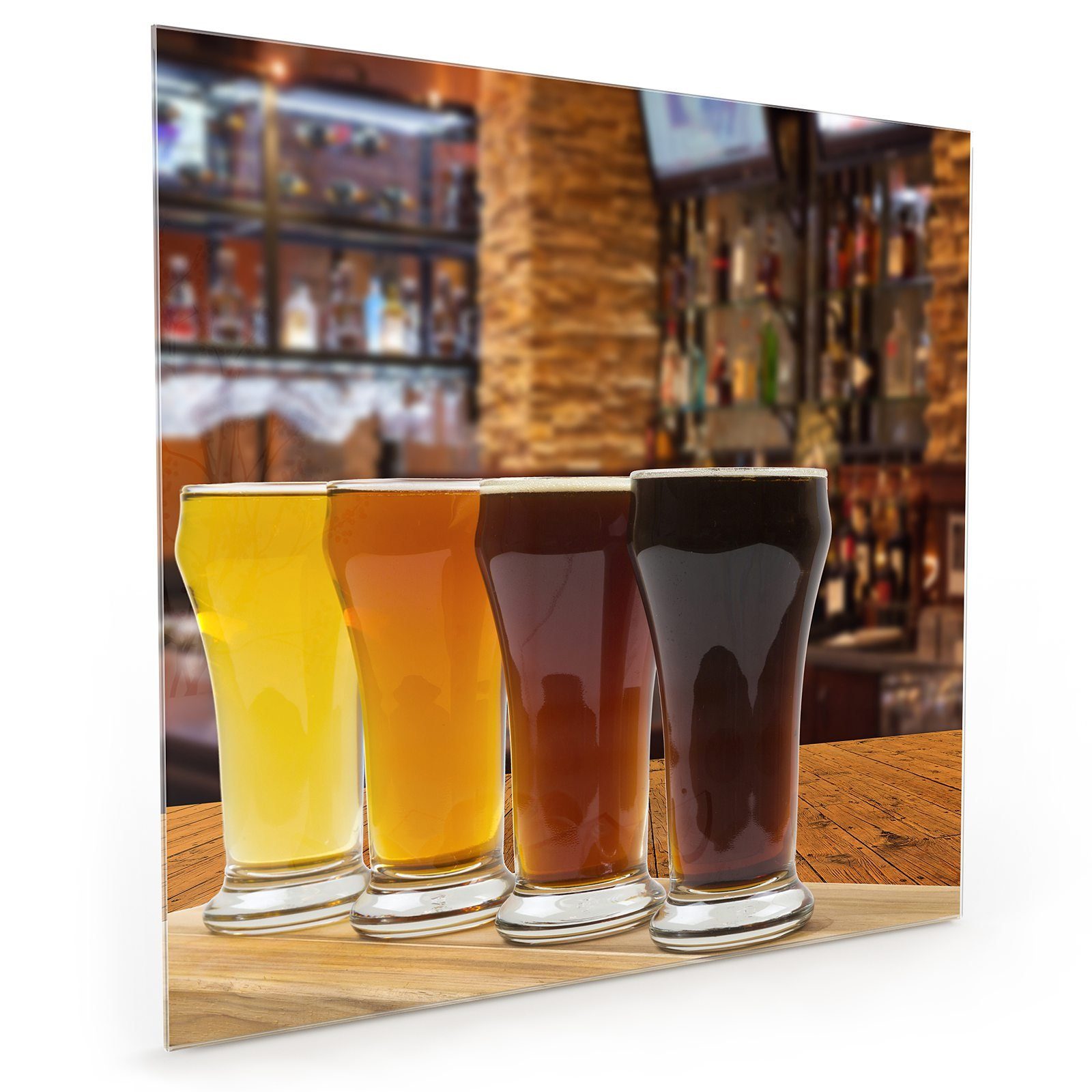 Primedeco Küchenrückwand Küchenrückwand Spritzschutz Glas mit Motiv Verschiedene Biergläser