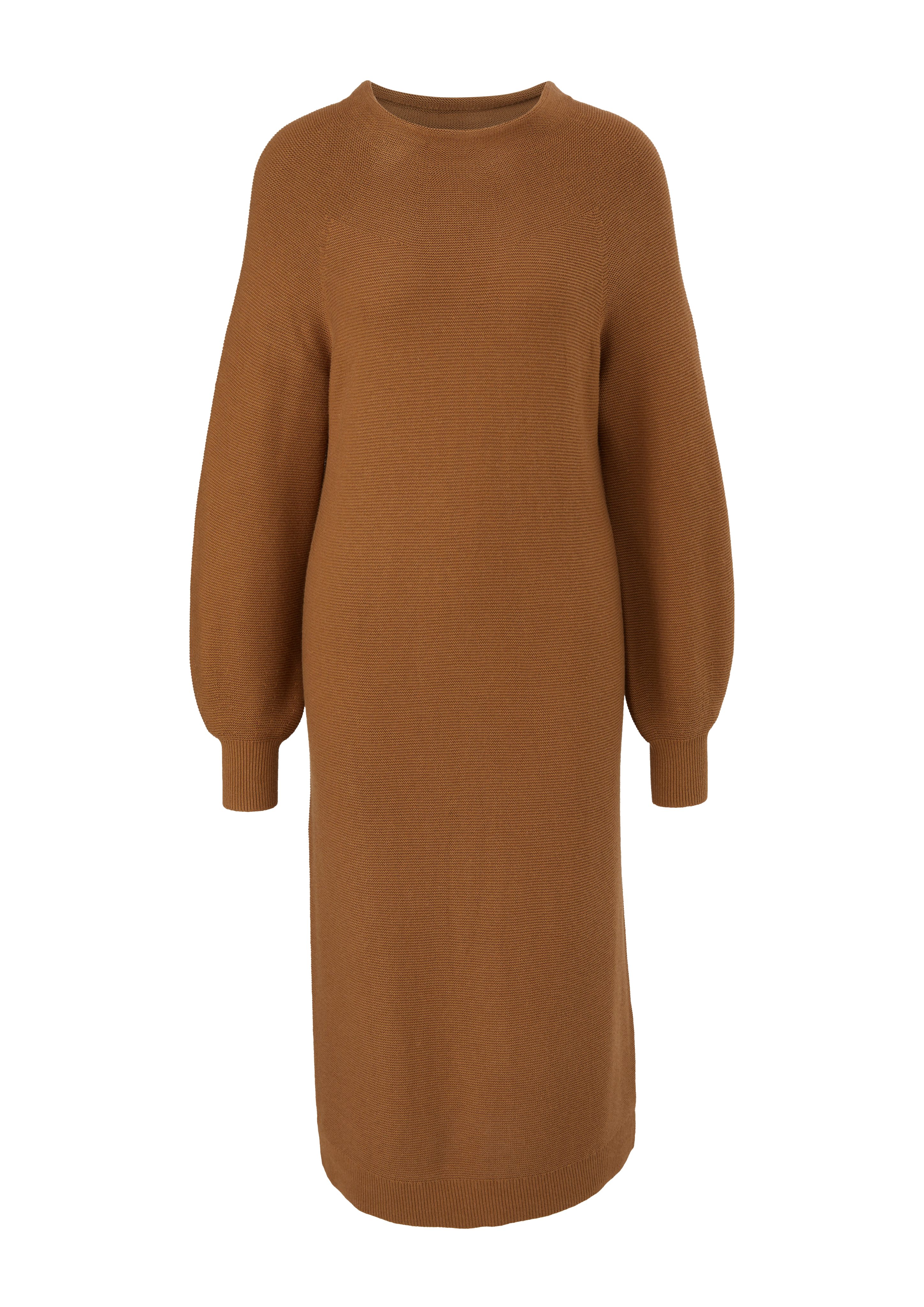 s.Oliver Minikleid Midi-Kleid mit geripptem sandstein Saum