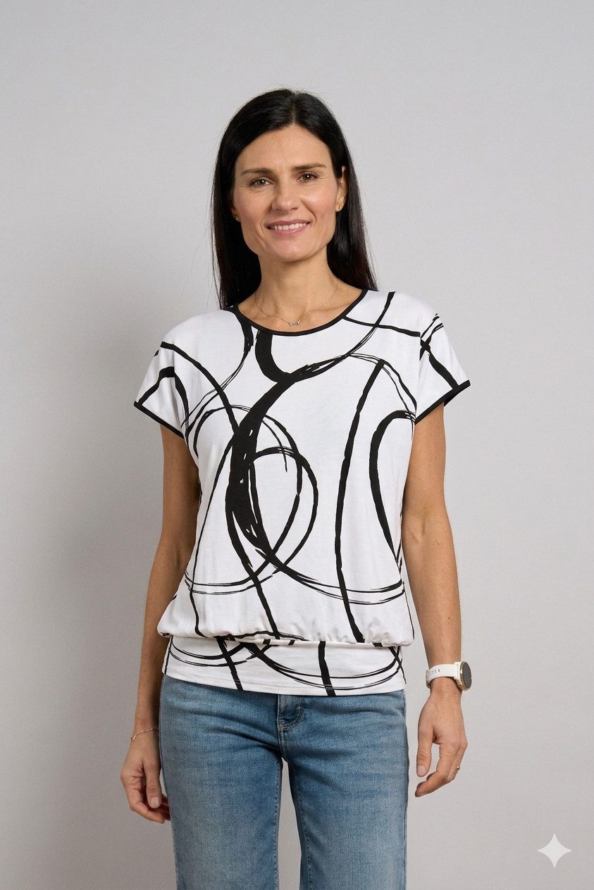 Seidel Moden Kurzarmshirt mit grafischem Muster - Rundhals - MADE IN GERMANY