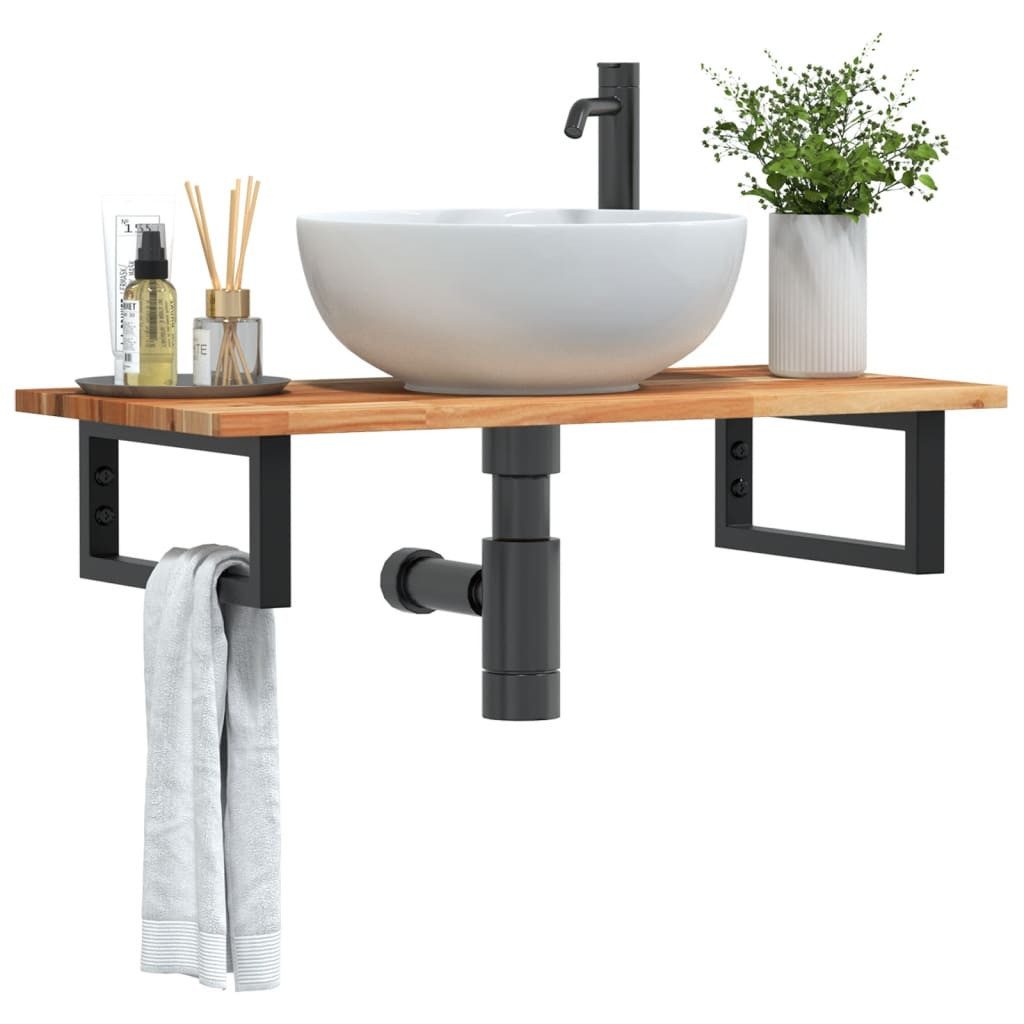 vidaXL Badezimmerspiegelschrank Waschbeckenregal Wandmontage Stahl und nholz (1-St)