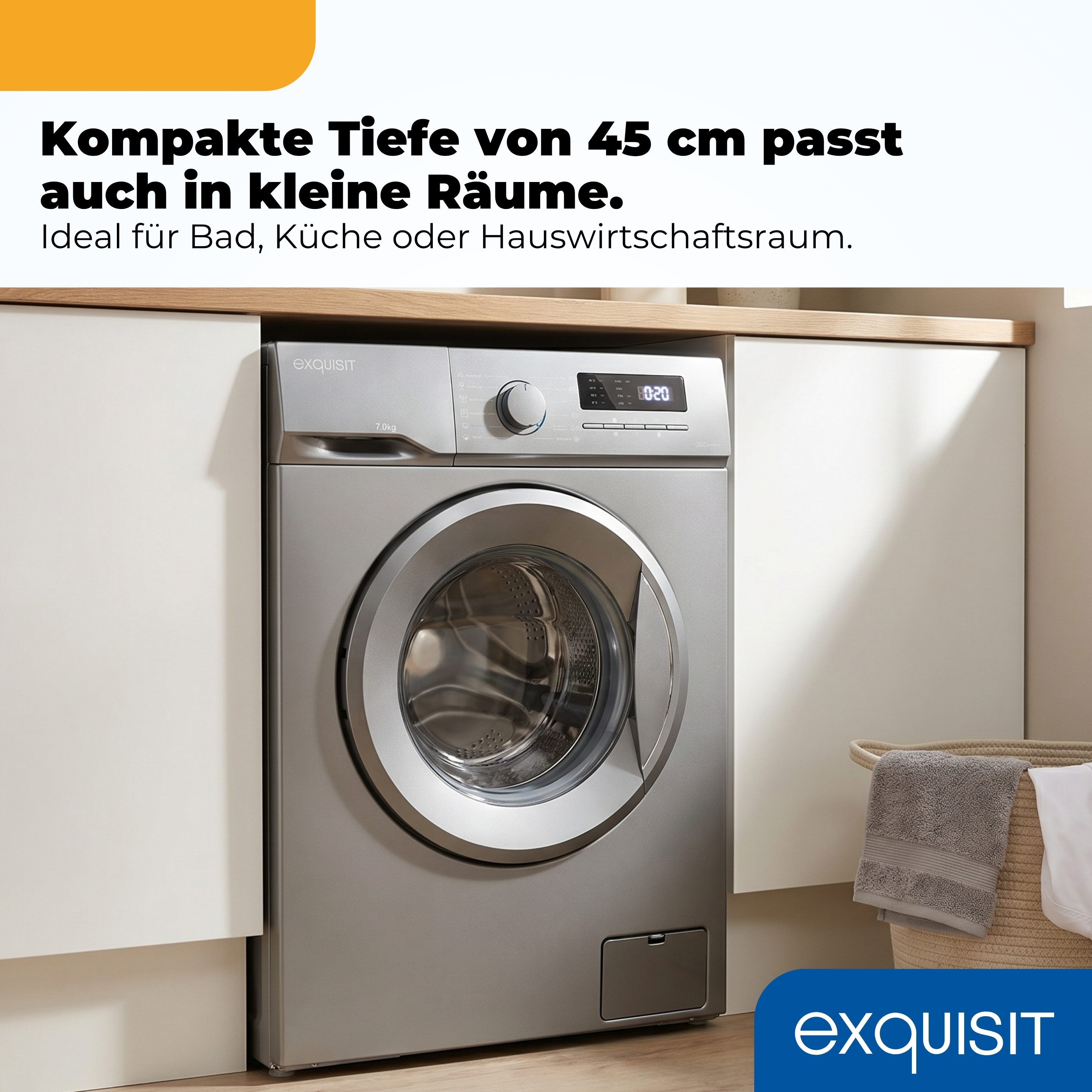 exquisit Waschmaschine WA57014-020A, 7 kg, 1400 U/min, 40 kWh, 37 L, 76 dB, Geräuschklasse B
